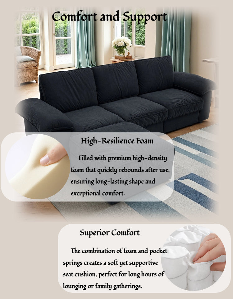 105.5" Upholstered L-Shaped Sectional Sofa with Storage – Modern Deep-Cushion Fabric Couch, Space-Saving for Apartments & Living Rooms