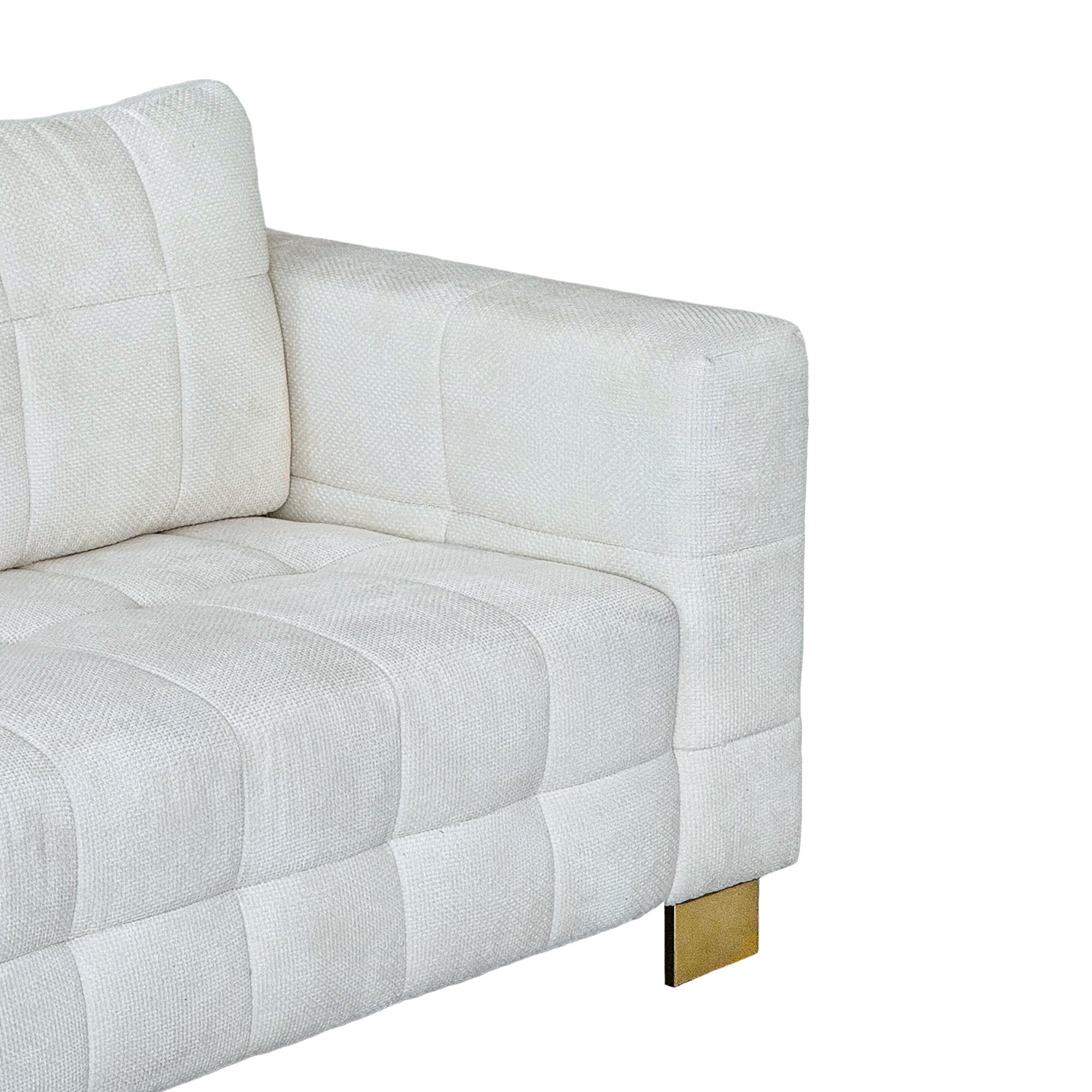 34.65 inches wide modern white plush sofa, stylish living room furniture