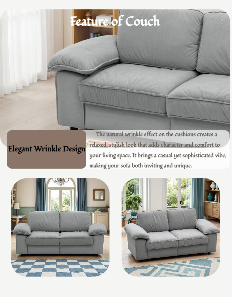 78.74" Gray Velvet Compact Loveseat – 2-Seat Space-Saving Couch with Hidden Storage for Small Apartments/Studios