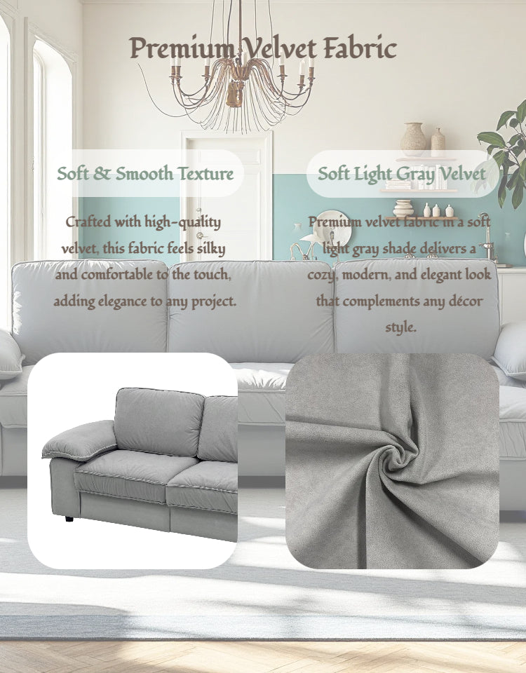 105.5" Upholstered L-Shaped Sectional Sofa – Modern Fabric Couch with Chaise & Ottoman, Deep-Seat Comfort for Living Rooms/Apartments