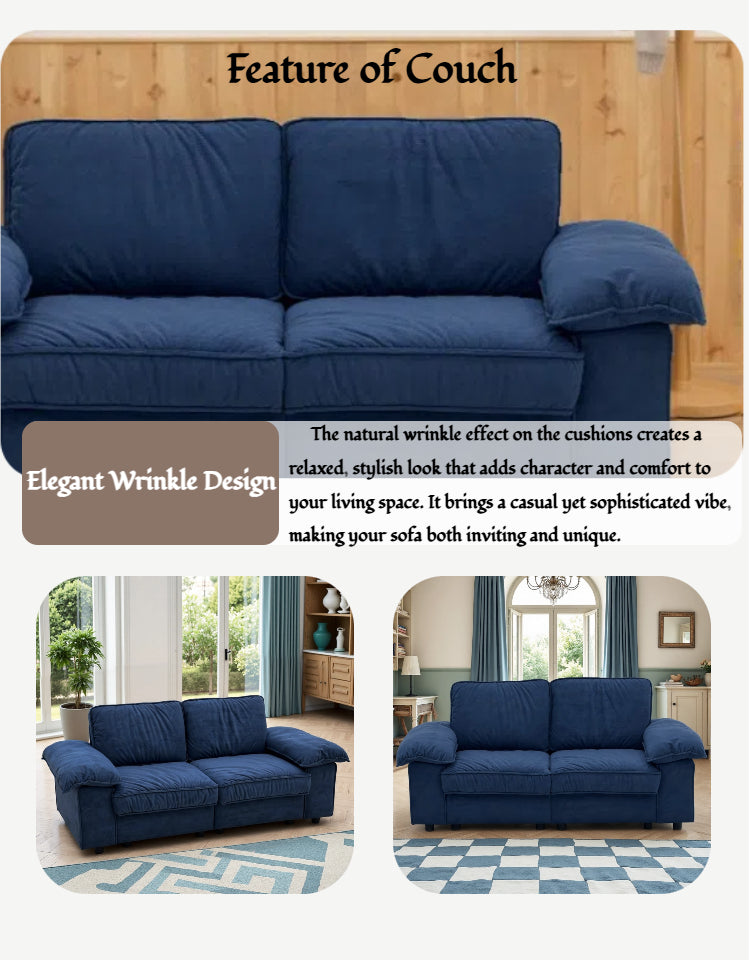 78.74" Space-Saving Storage Loveseat – Blue 2-Seat Contemporary Couch with Hidden Storage for Living Rooms/Small Homes