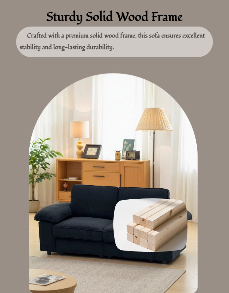 78.74" Black Velvet Compact Loveseat – 2-Seat Space-Saving Couch with Hidden Storage for Small Apartments/Studios