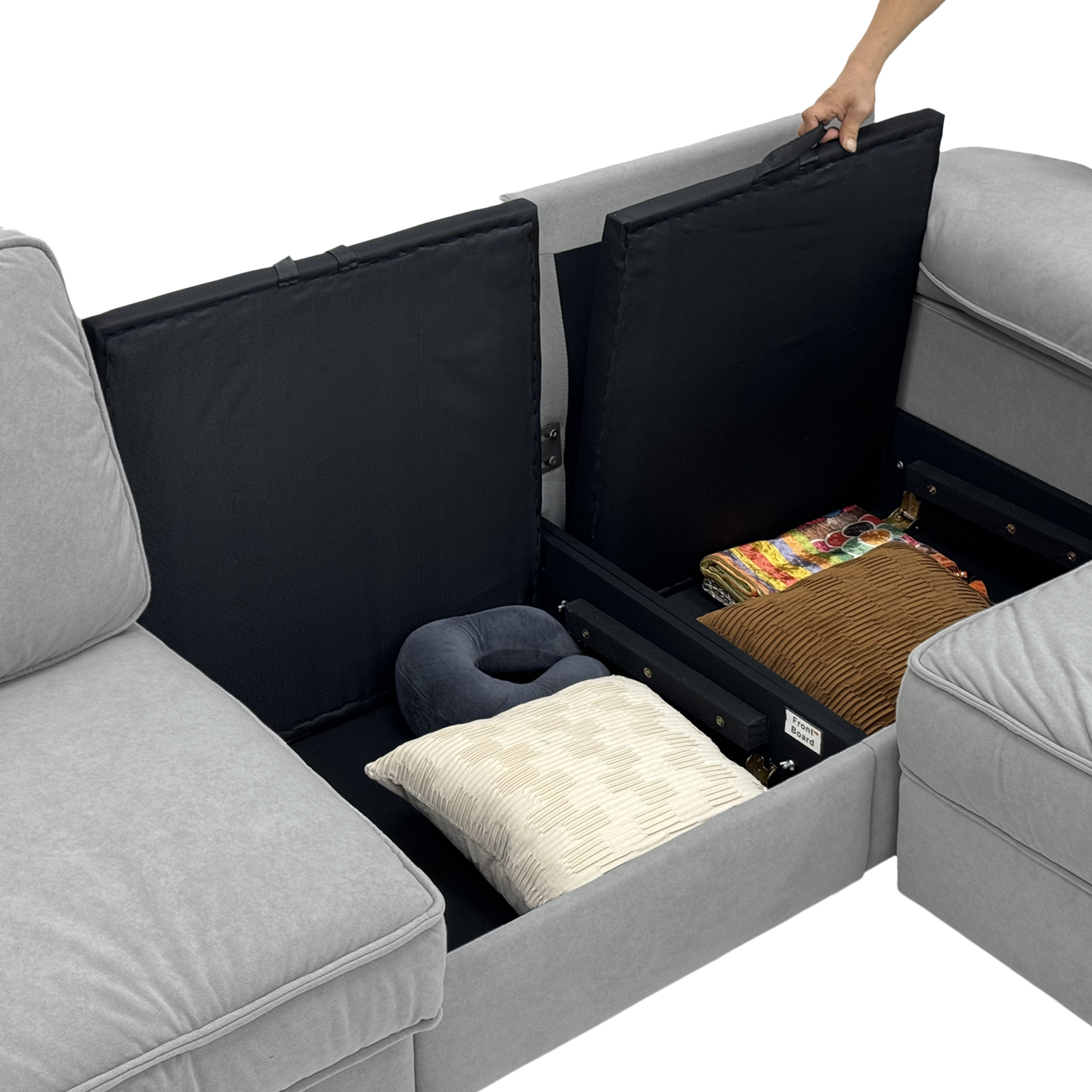 105.5" Upholstered L-Shaped Sectional Sofa – Modern Fabric Couch with Chaise & Ottoman, Deep-Seat Comfort for Living Rooms/Apartments