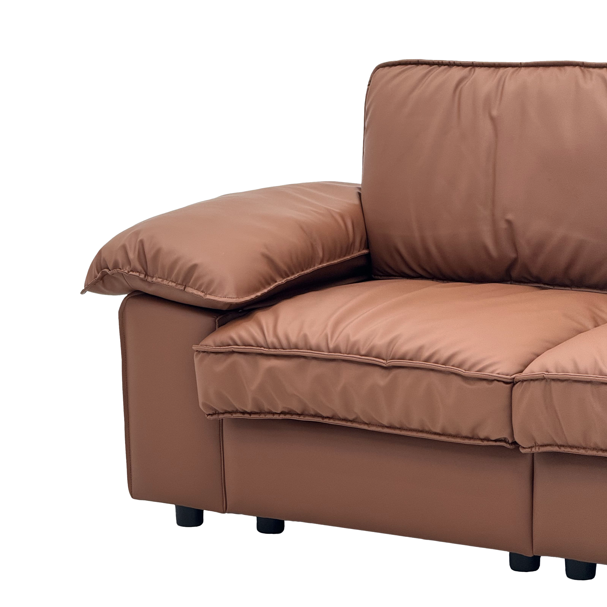 78.74" Brown Faux Leather Storage Loveseat – 2-Seat Modern Couch with Hidden Compartment for Small Spaces/Living Rooms/Apartments/Offices