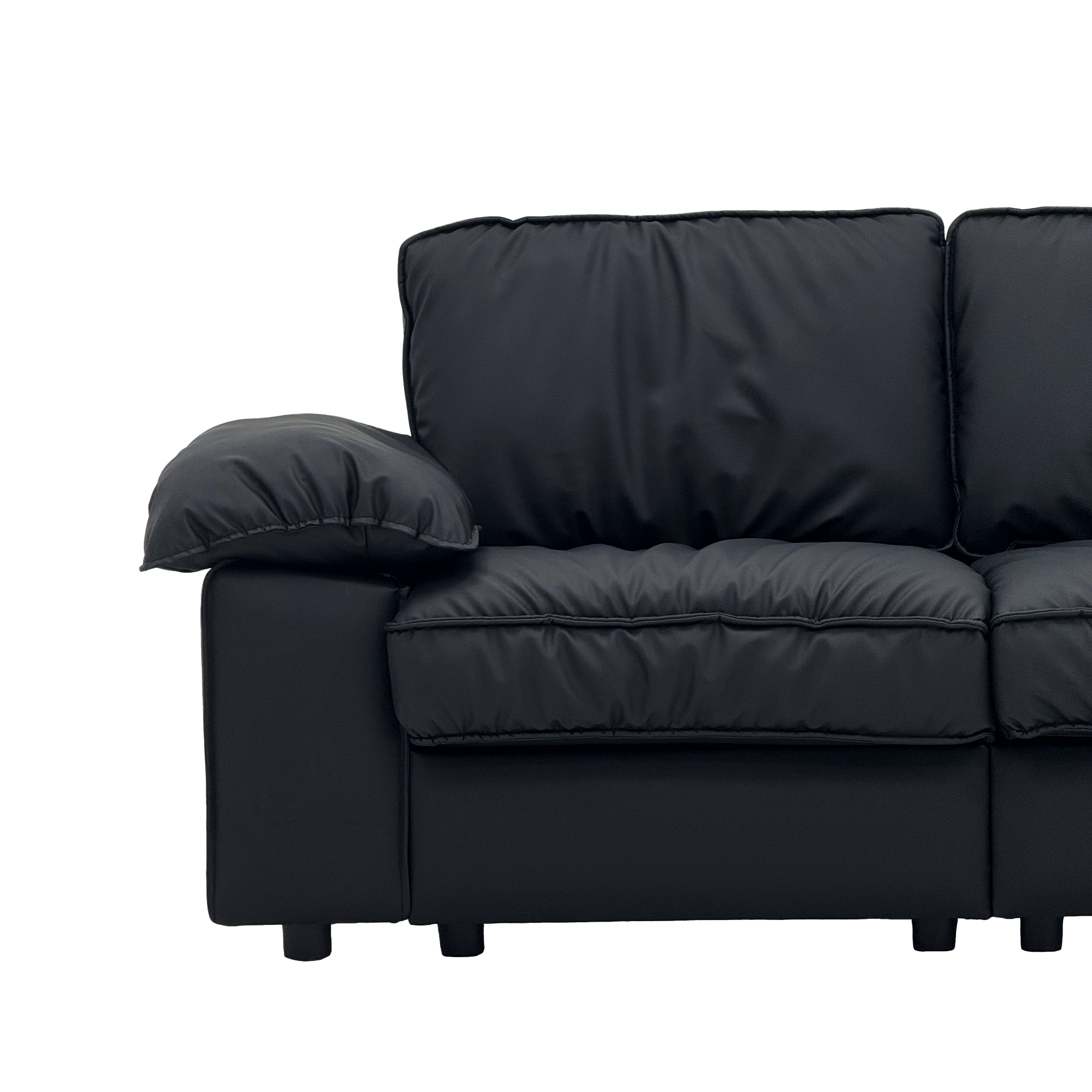 78.74" Black Faux Leather Compact Loveseat – 2-Seat Space-Saving Couch with Hidden Storage for Small Apartments/Studios