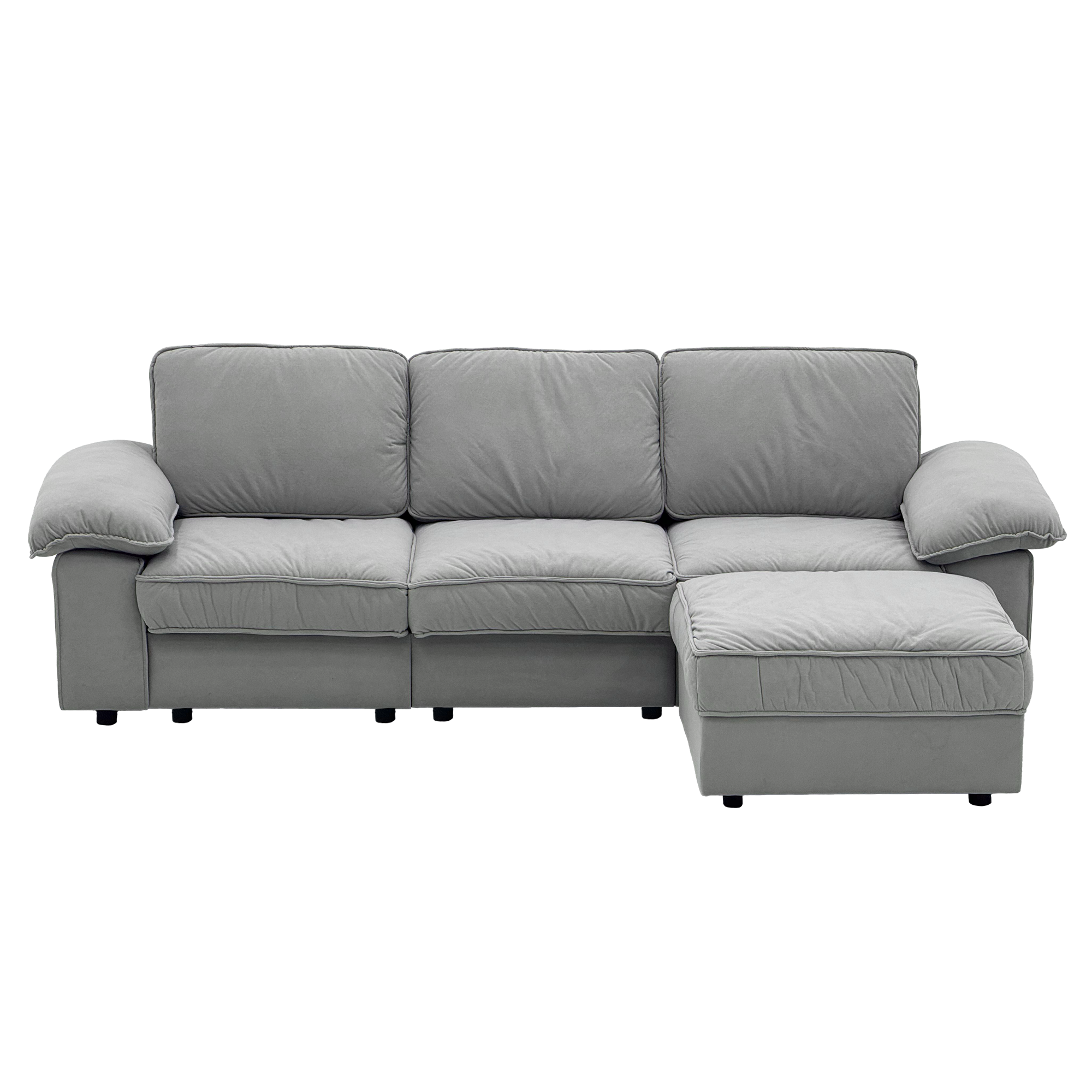 105.5" Upholstered L-Shaped Sectional Sofa – Modern Fabric Couch with Chaise & Ottoman, Deep-Seat Comfort for Living Rooms/Apartments