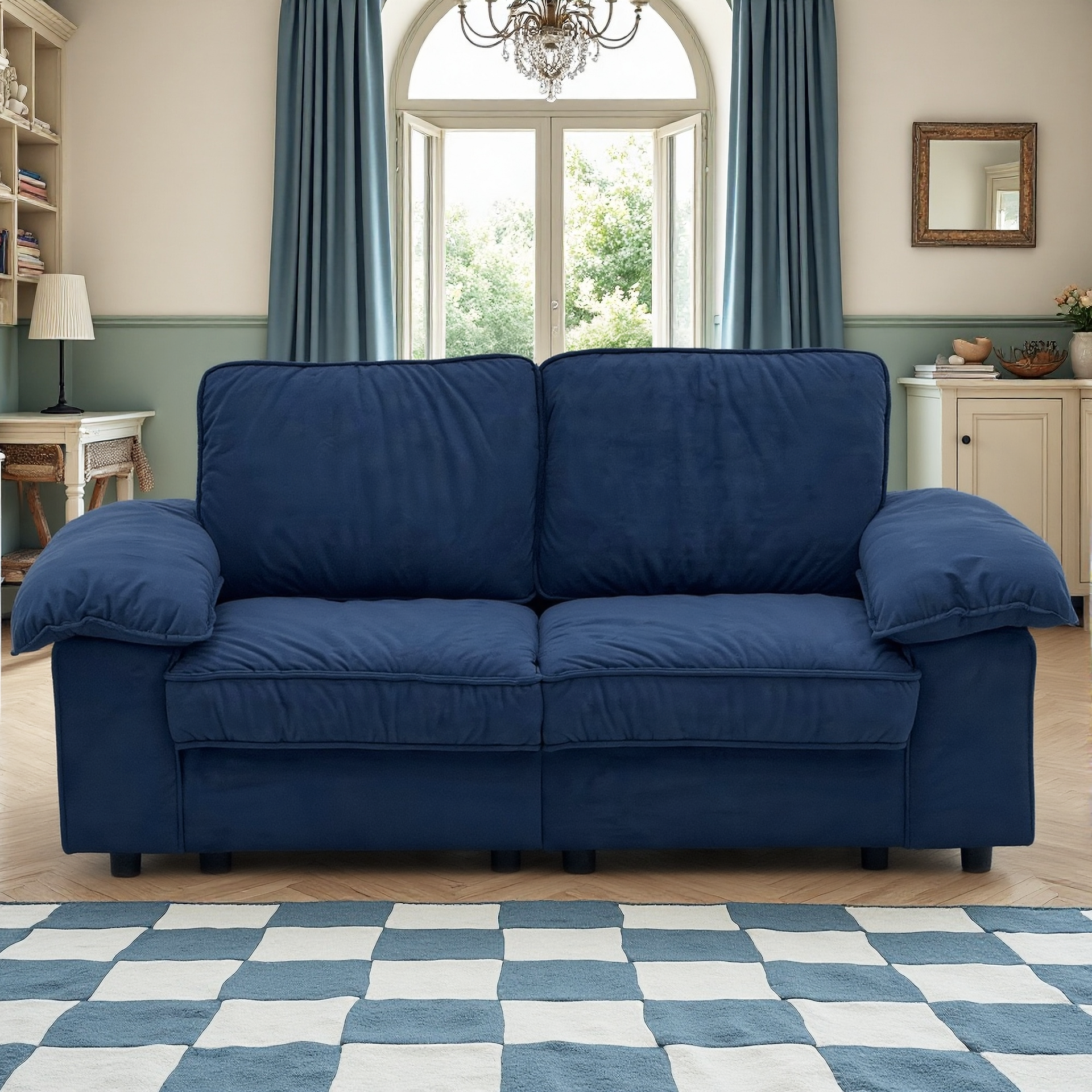 78.74" Space-Saving Storage Loveseat – Blue 2-Seat Contemporary Couch with Hidden Storage for Living Rooms/Small Homes