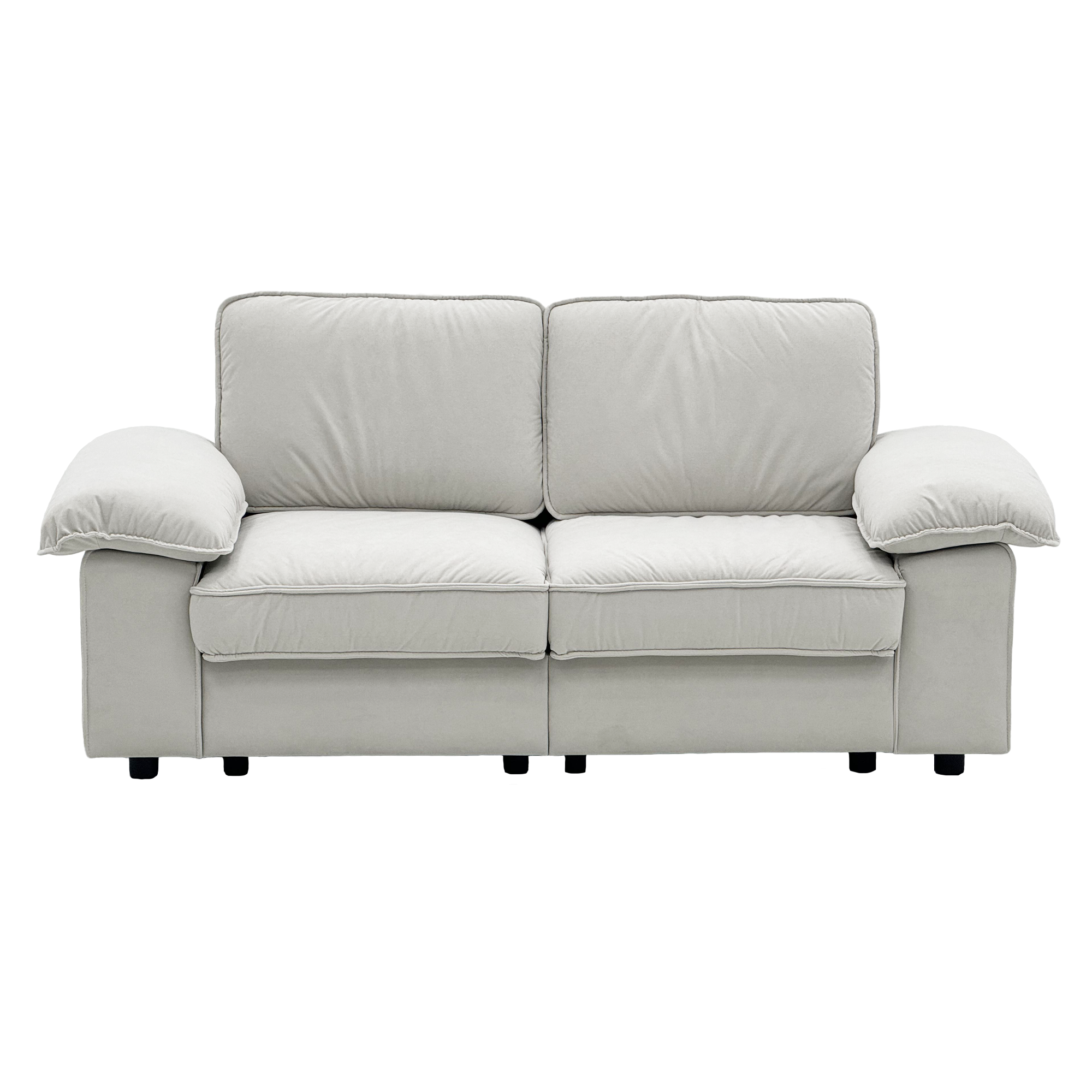 78.74" Space-Saving Storage Loveseat – Cream White Tow-Cushion Contemporary Couch with Hidden Storage for Living Rooms/Small Homes