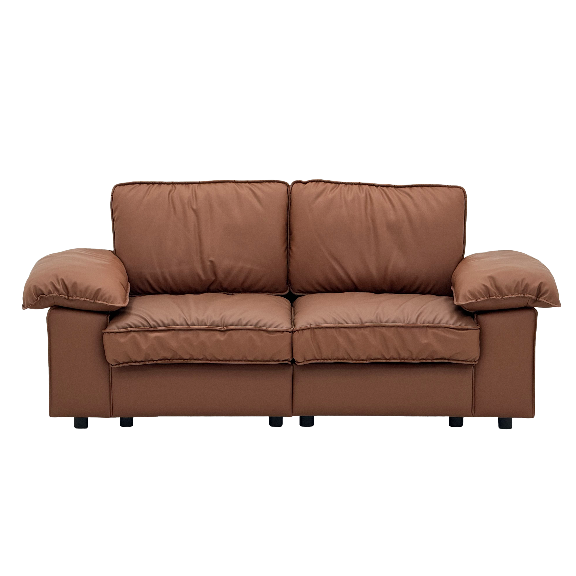 78.74" Brown Faux Leather Storage Loveseat – 2-Seat Modern Couch with Hidden Compartment for Small Spaces/Living Rooms/Apartments/Offices