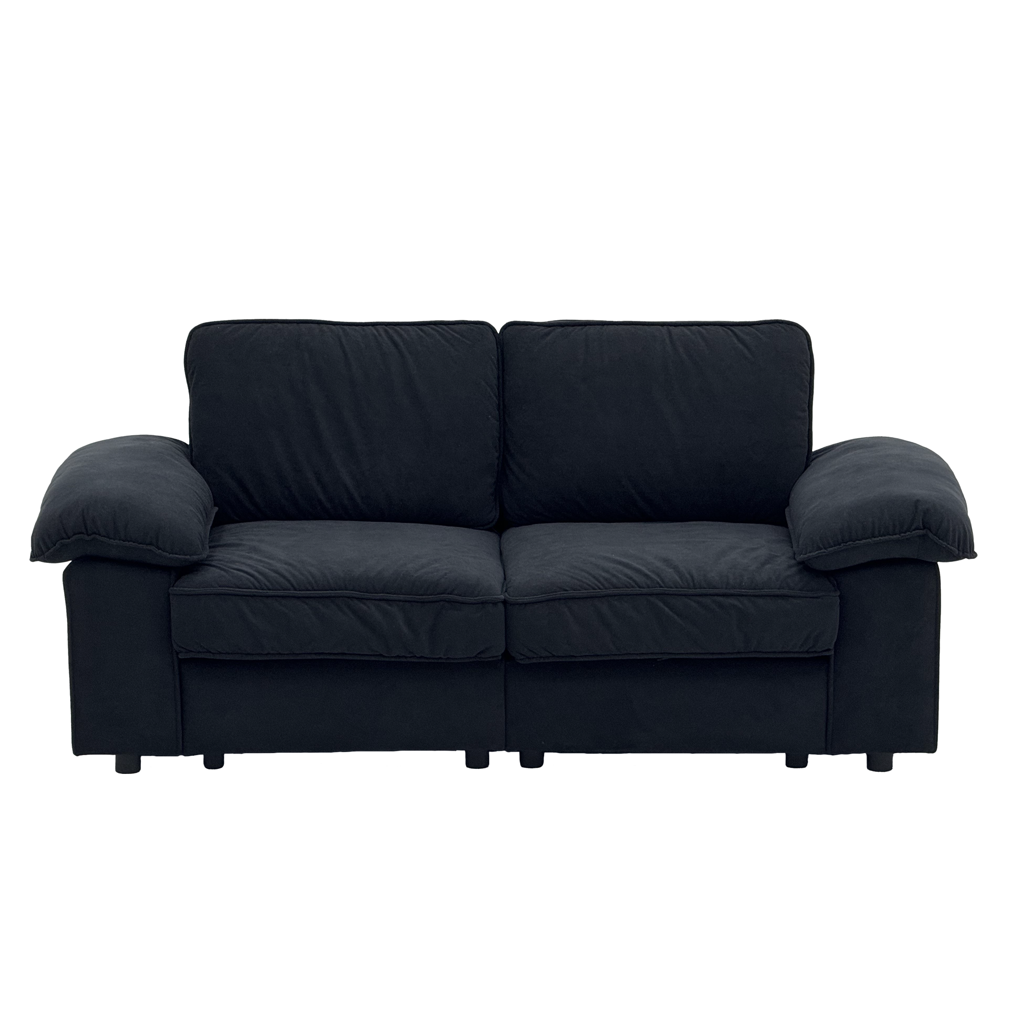 78.74" Black Velvet Compact Loveseat – 2-Seat Space-Saving Couch with Hidden Storage for Small Apartments/Studios