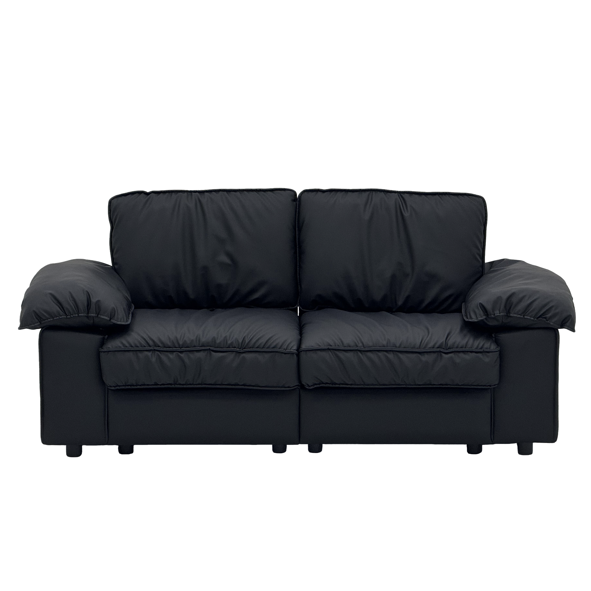 78.74" Black Faux Leather Compact Loveseat – 2-Seat Space-Saving Couch with Hidden Storage for Small Apartments/Studios
