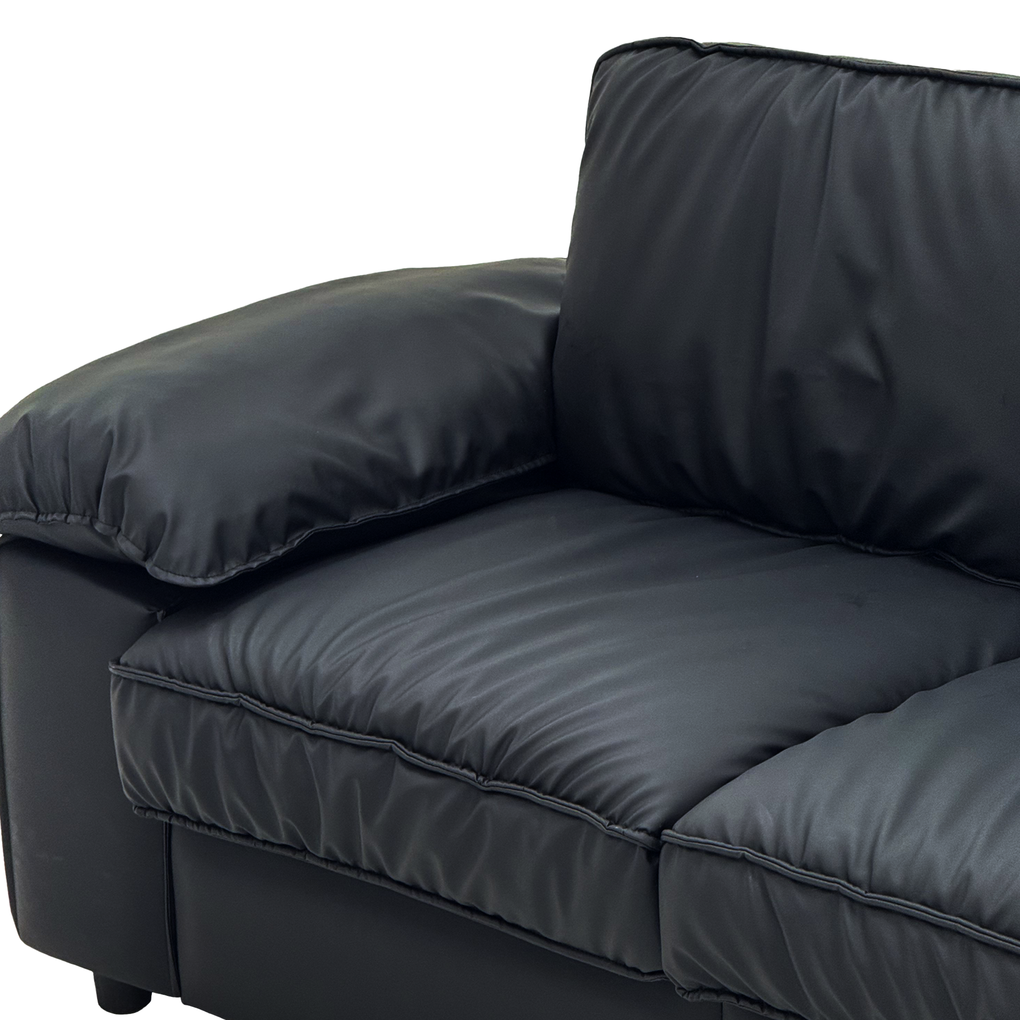 78.74" Black Faux Leather Compact Loveseat – 2-Seat Space-Saving Couch with Hidden Storage for Small Apartments/Studios