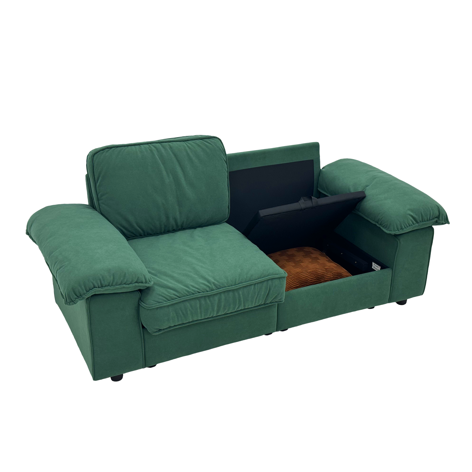 78.74" Green Velvet Compact Loveseat – 2-Seat Space-Saving Couch with Hidden Storage for Small Apartments/Studios