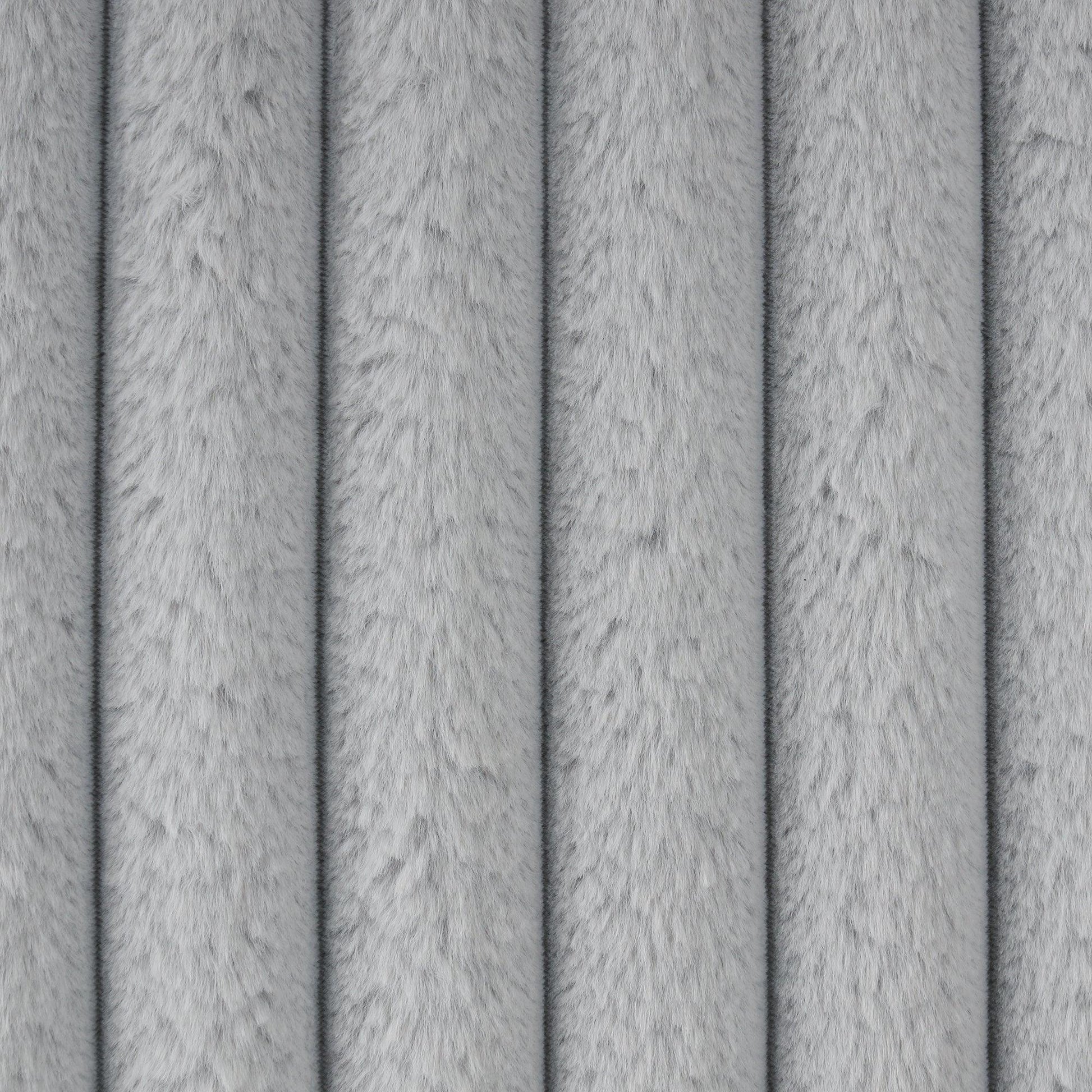 Light Gray Faux Fur Oversized Convertible Sleeper Sectional Sofa Couch Daybed and Chair Pull Out with 2 Pillows, USB Charging Ports for Living Room - Vanub