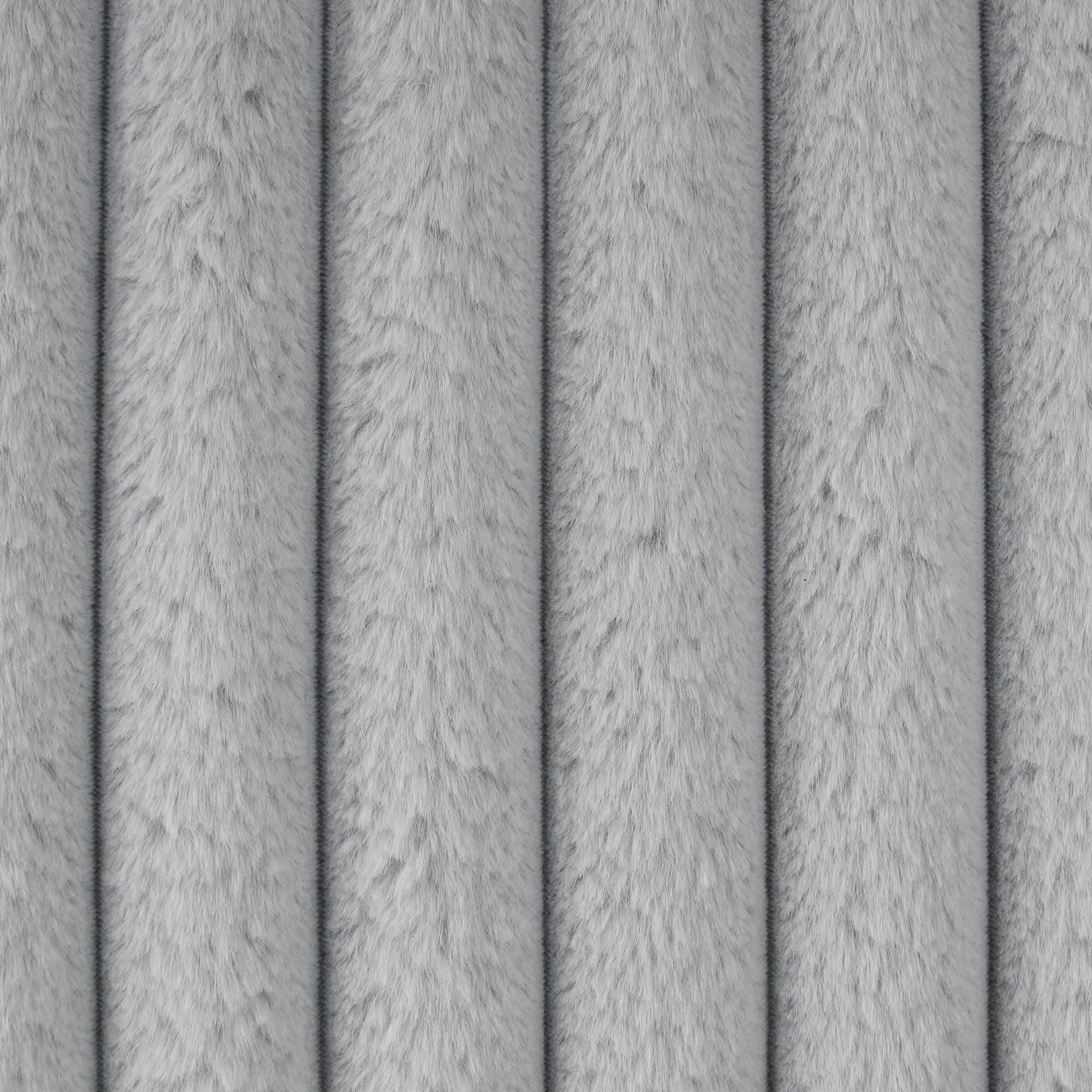 Light Gray Faux Fur Oversized Convertible Sleeper Sectional Sofa Couch Daybed and Chair Pull Out with 2 Pillows, USB Charging Ports for Living Room - Vanub