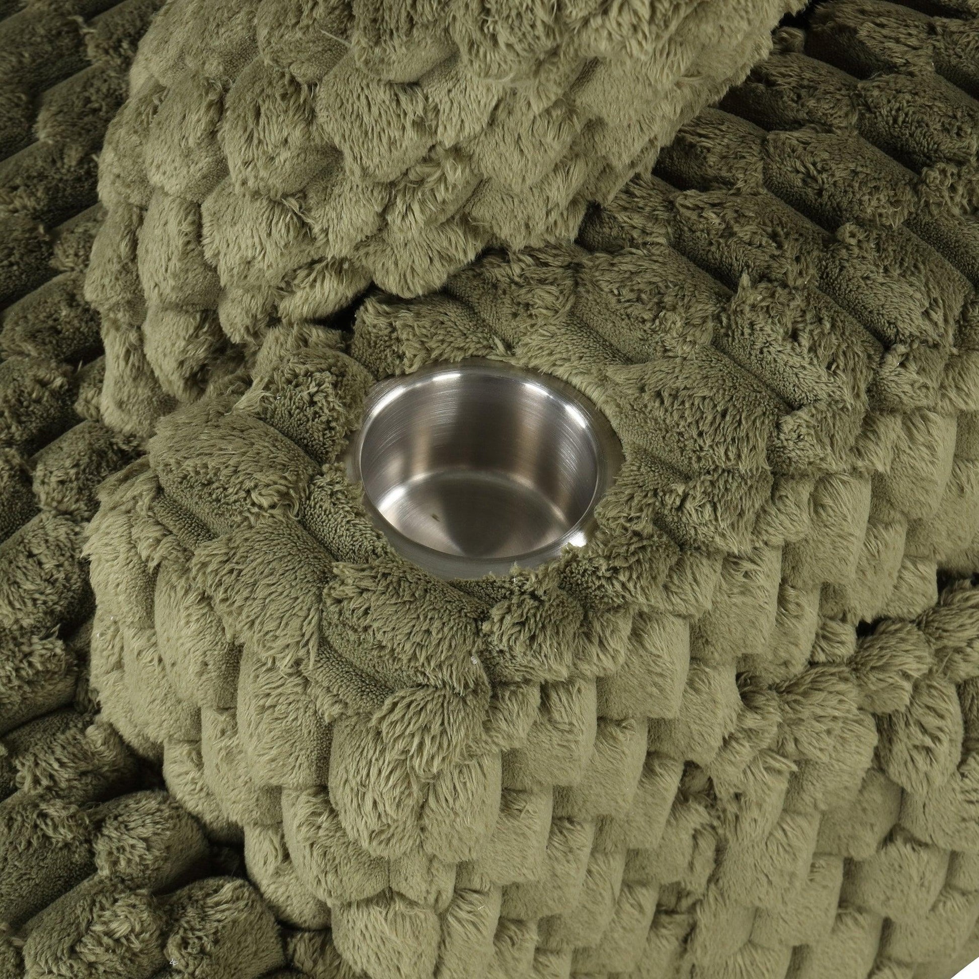 54 Inch Contemporary Indoor Upholstered Chaise Lounge Plush Sleeper Chair with Throw Pillows, 2 Cup Holders and Magazine Bags for Living Room - Vanub