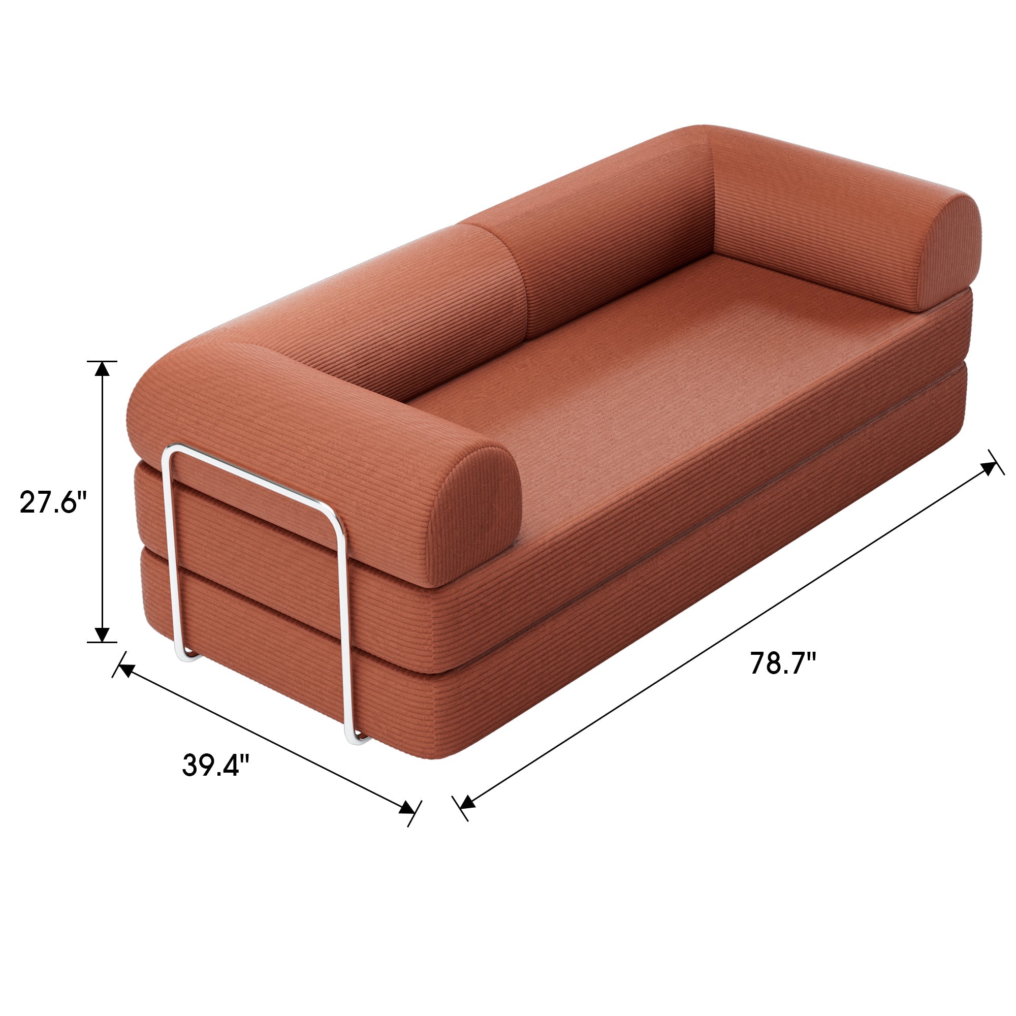 79" Perri Corduroy Compressed Sofa Bed with Lumbar Pillow for Living Room, Office