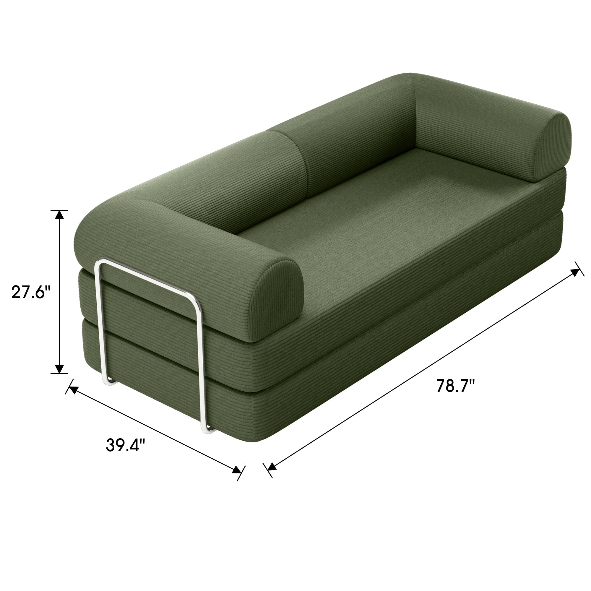 79" Perri Corduroy Compressed Sofa Bed with Lumbar Pillow for Living Room, Office