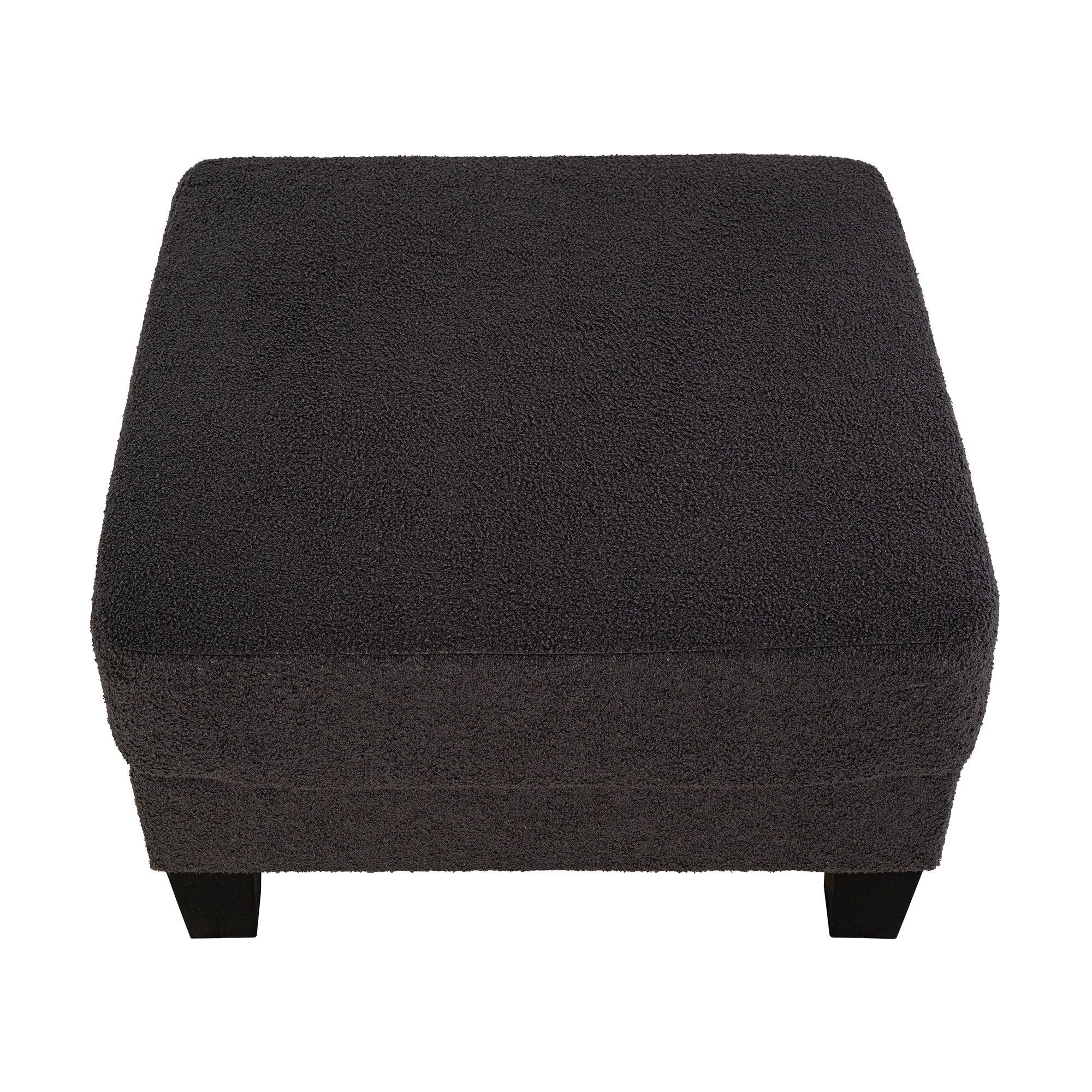Dark Gray 3-Piece Sofa Set with Storage Ottoman & USB Charging