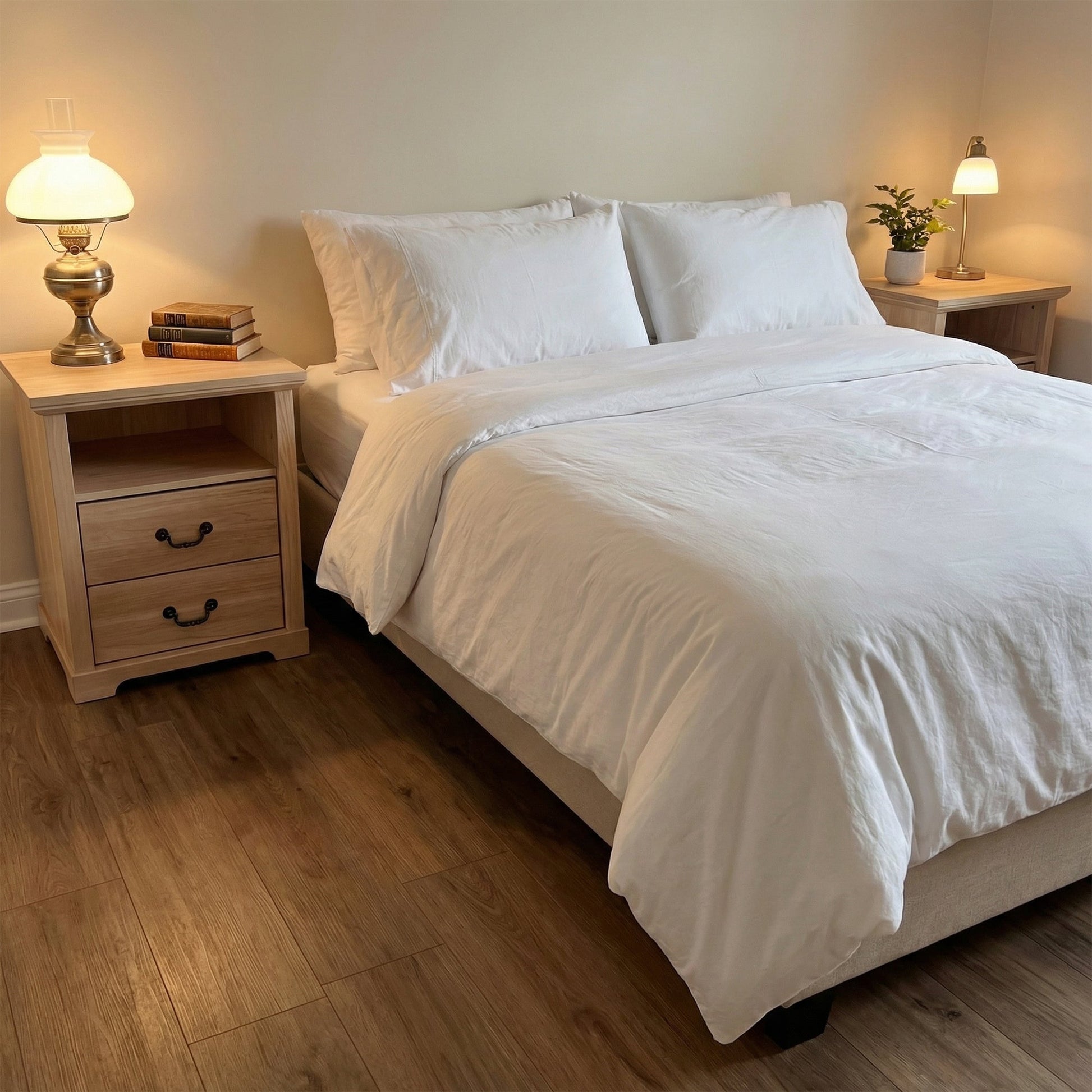 22 Inch Rustic 2-Drawer Nightstand with Open Top Shelf