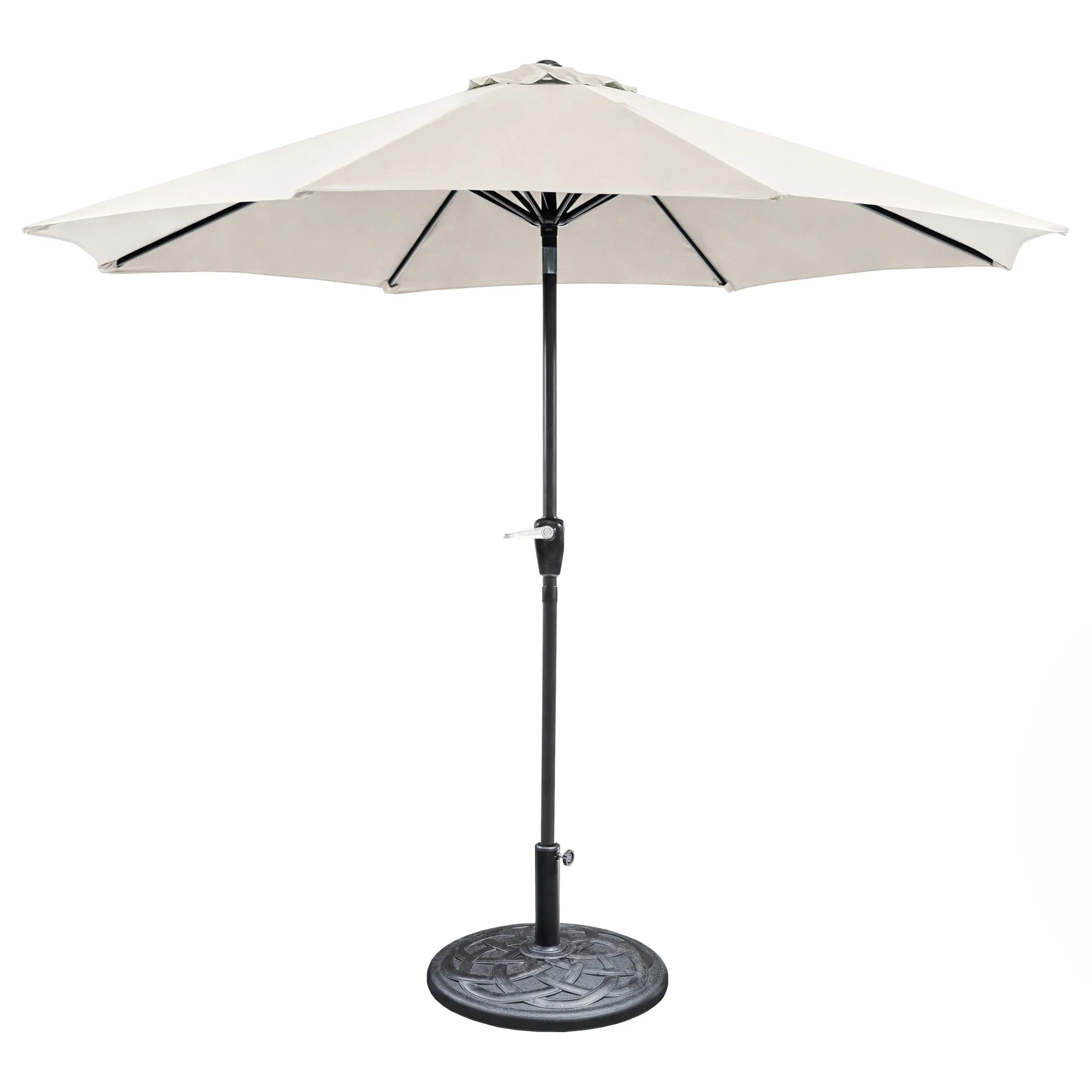 9' OUTDOOR UMBRELLA W/ AUTO TILT + 21" ROUND BASE