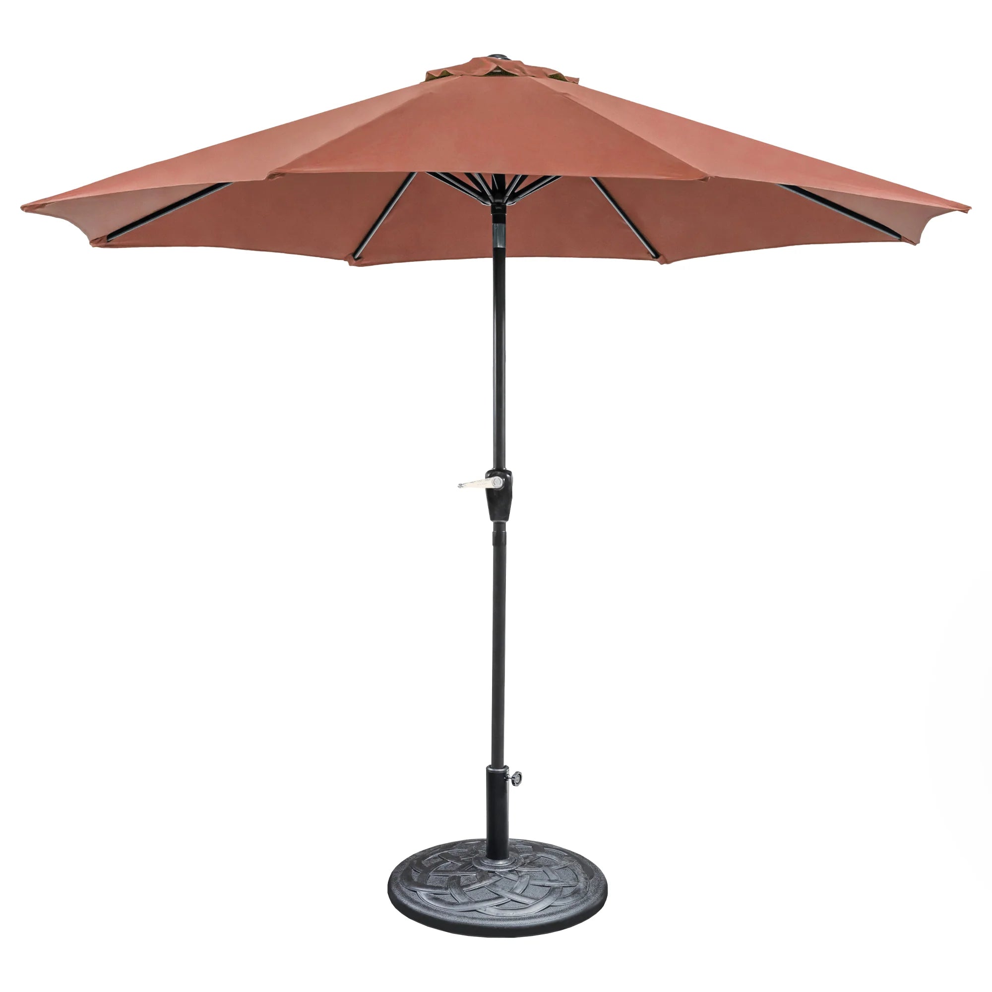 9' OUTDOOR UMBRELLA W/ AUTO TILT + 21" ROUND BASE