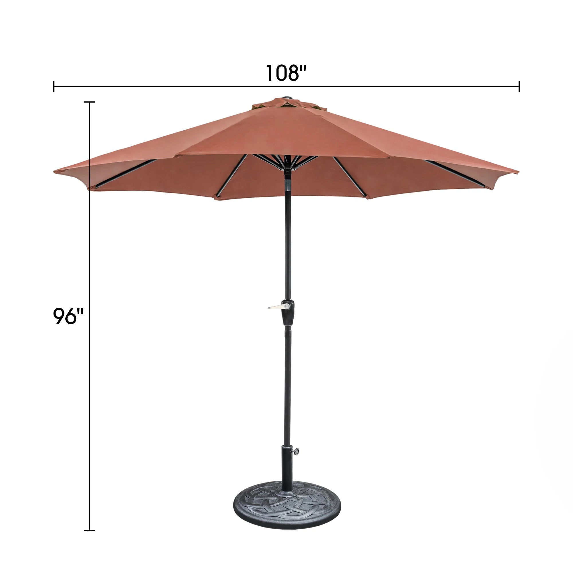 9' OUTDOOR UMBRELLA W/ AUTO TILT + 21" ROUND BASE