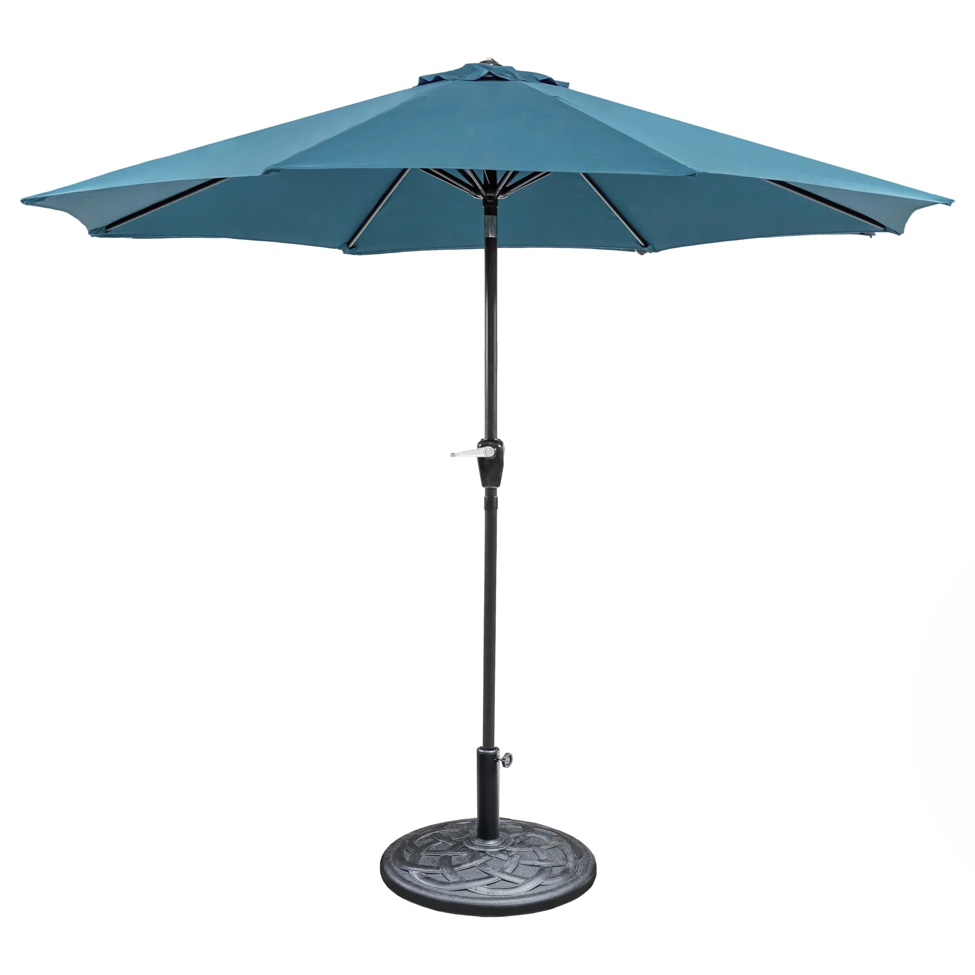 9' OUTDOOR UMBRELLA W/ AUTO TILT + 21" ROUND BASE