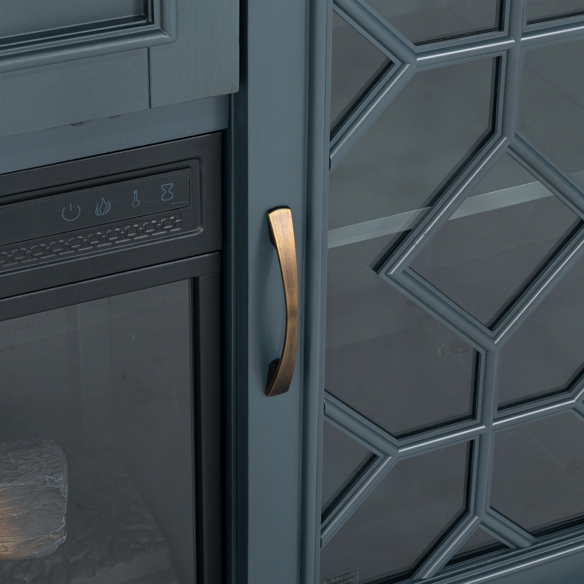 74" Farmhouse TV Stand with 23" Insert Opening Electric Fireplace