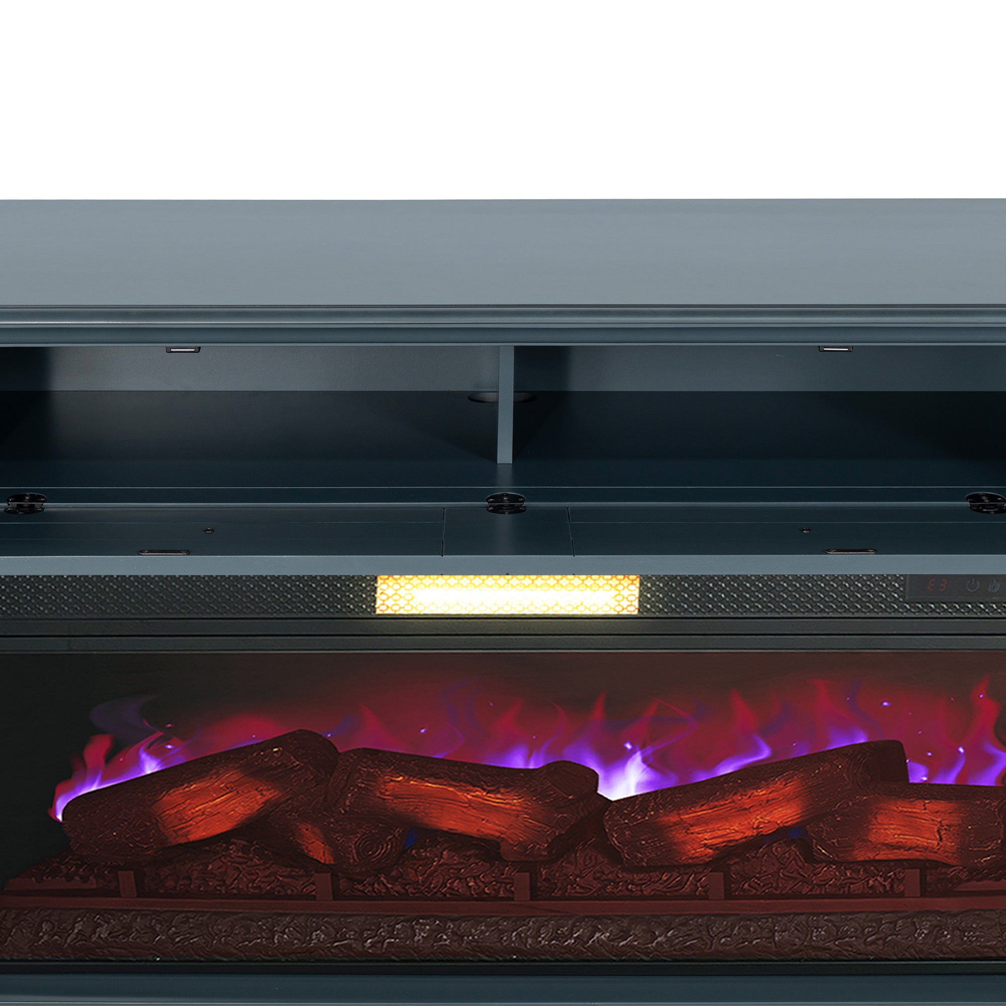 74" Farmhouse TV Stand with 23" Insert Opening Electric Fireplace