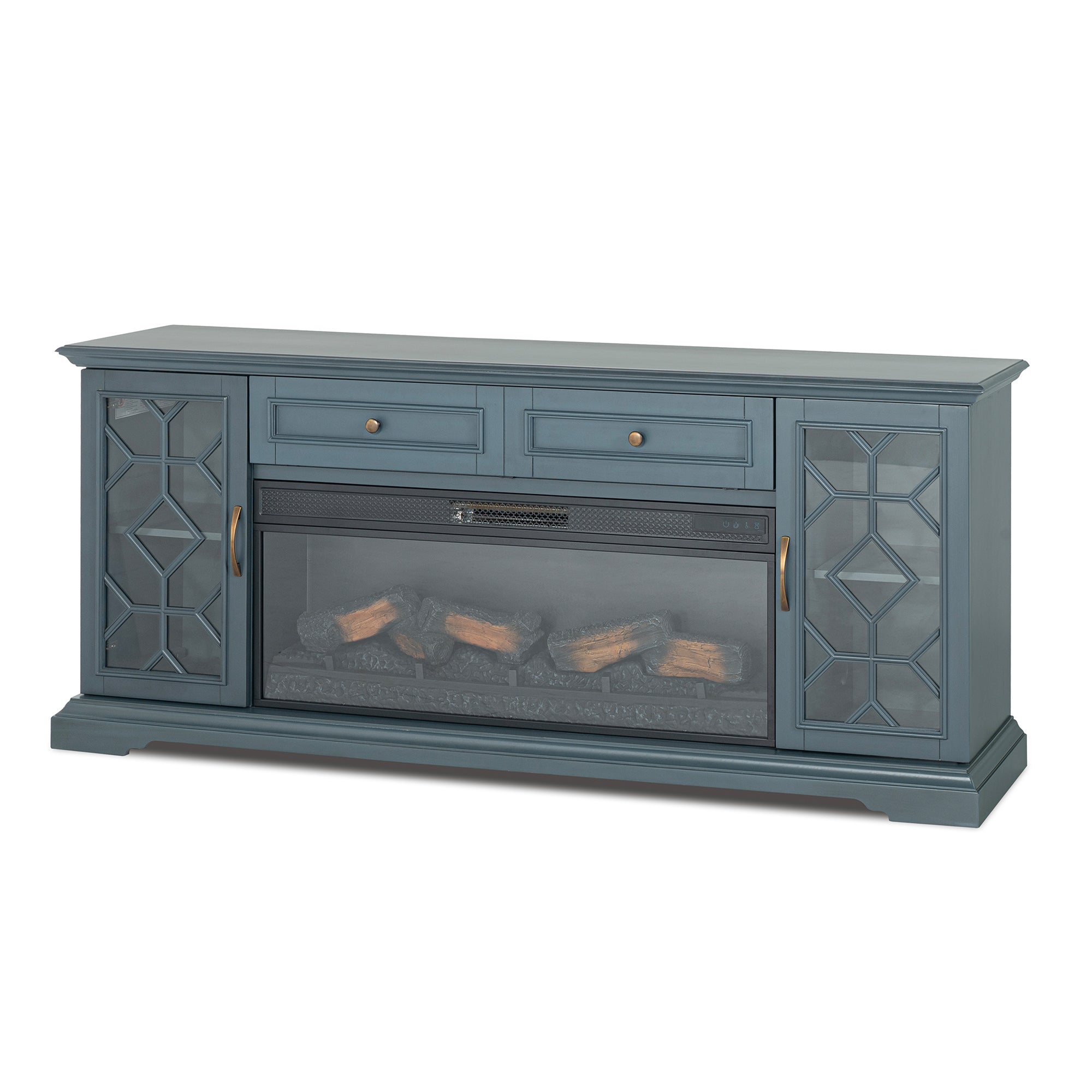74" Farmhouse TV Stand with 23" Insert Opening Electric Fireplace