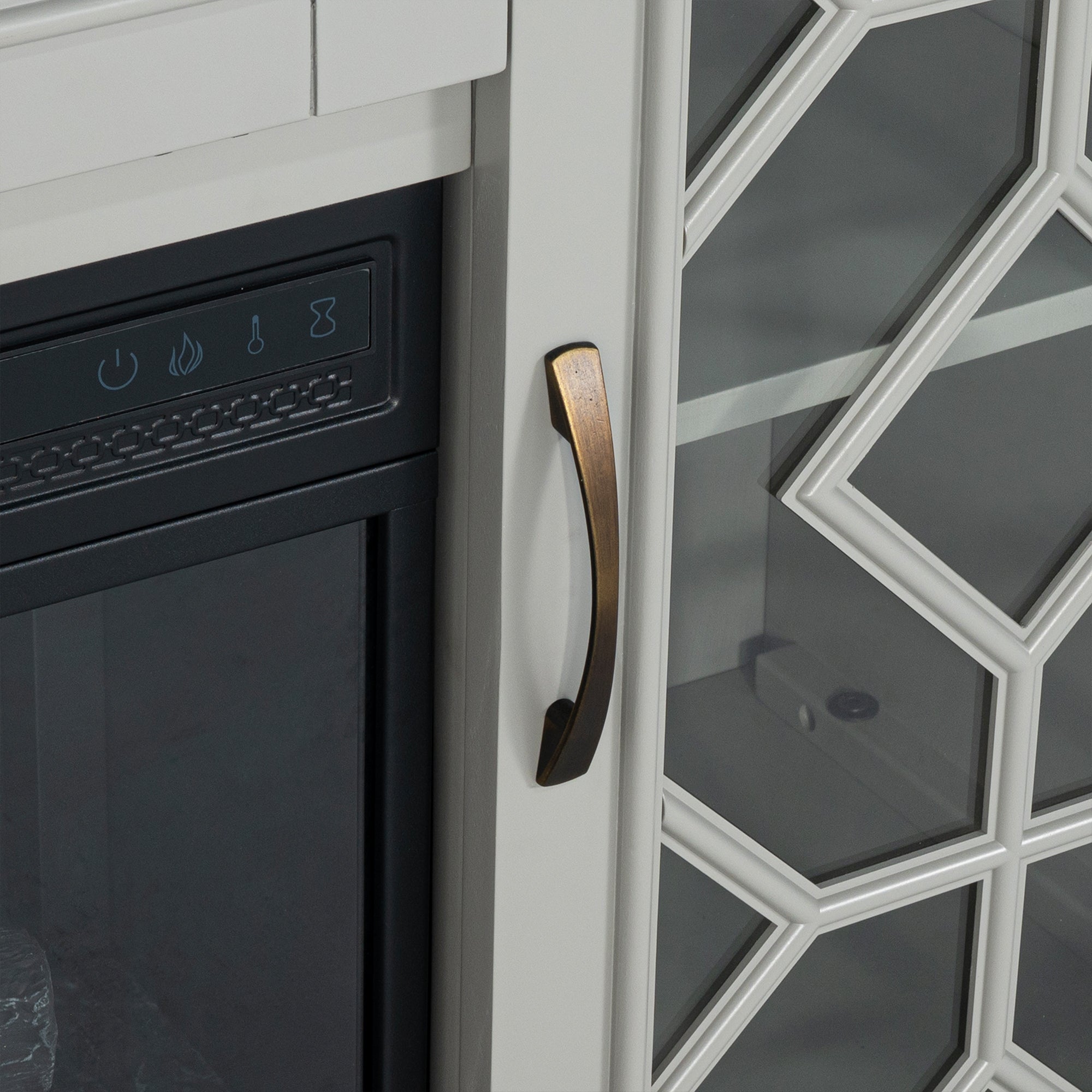 74" Farmhouse TV Stand with 23" Insert Opening Electric Fireplace