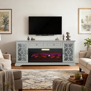 74" Farmhouse TV Stand with 23" Insert Opening Electric Fireplace