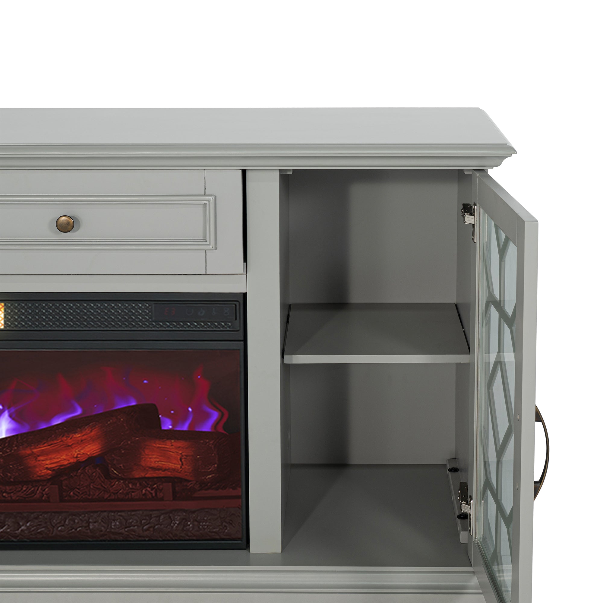 74" Farmhouse TV Stand with 23" Insert Opening Electric Fireplace