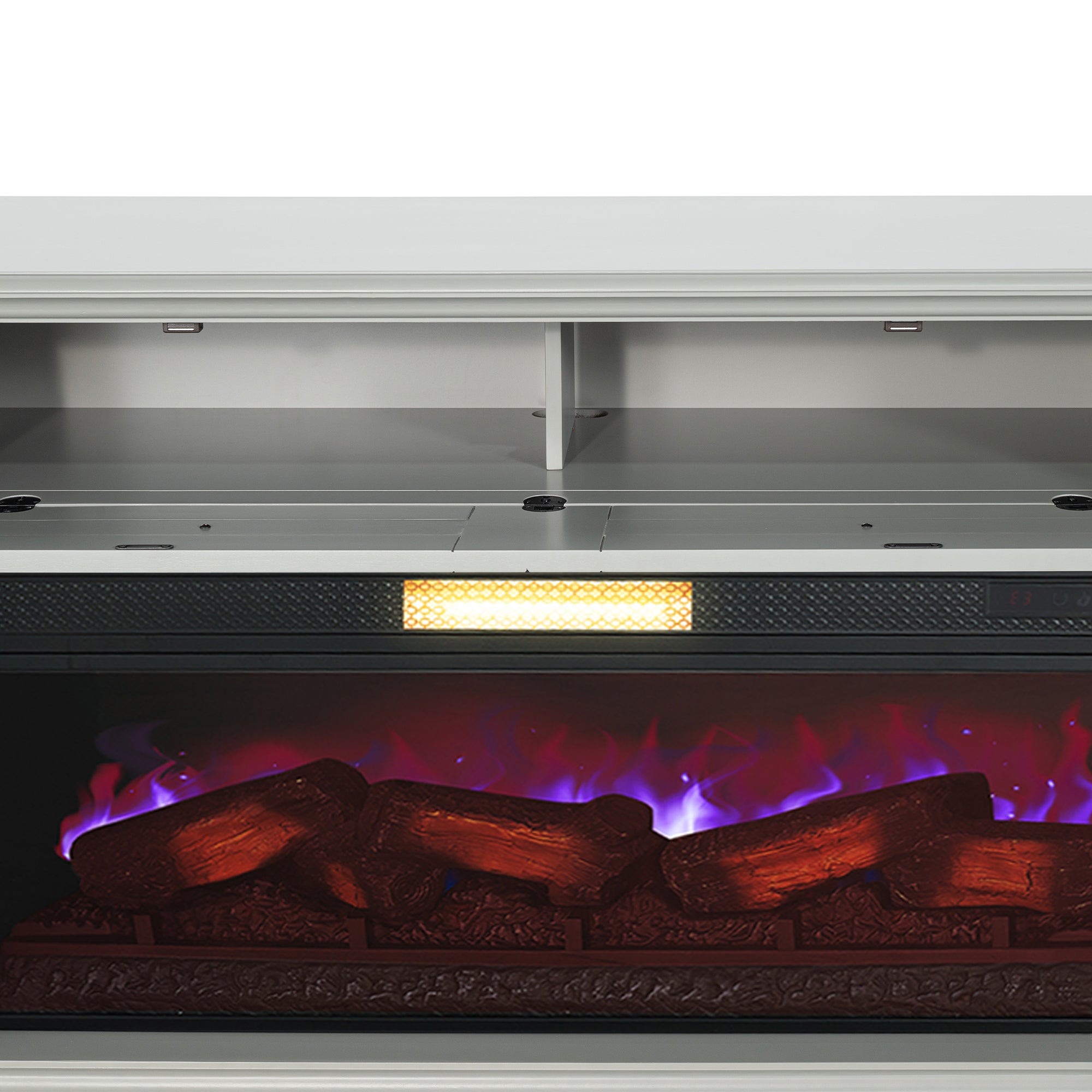 74" Farmhouse TV Stand with 23" Insert Opening Electric Fireplace