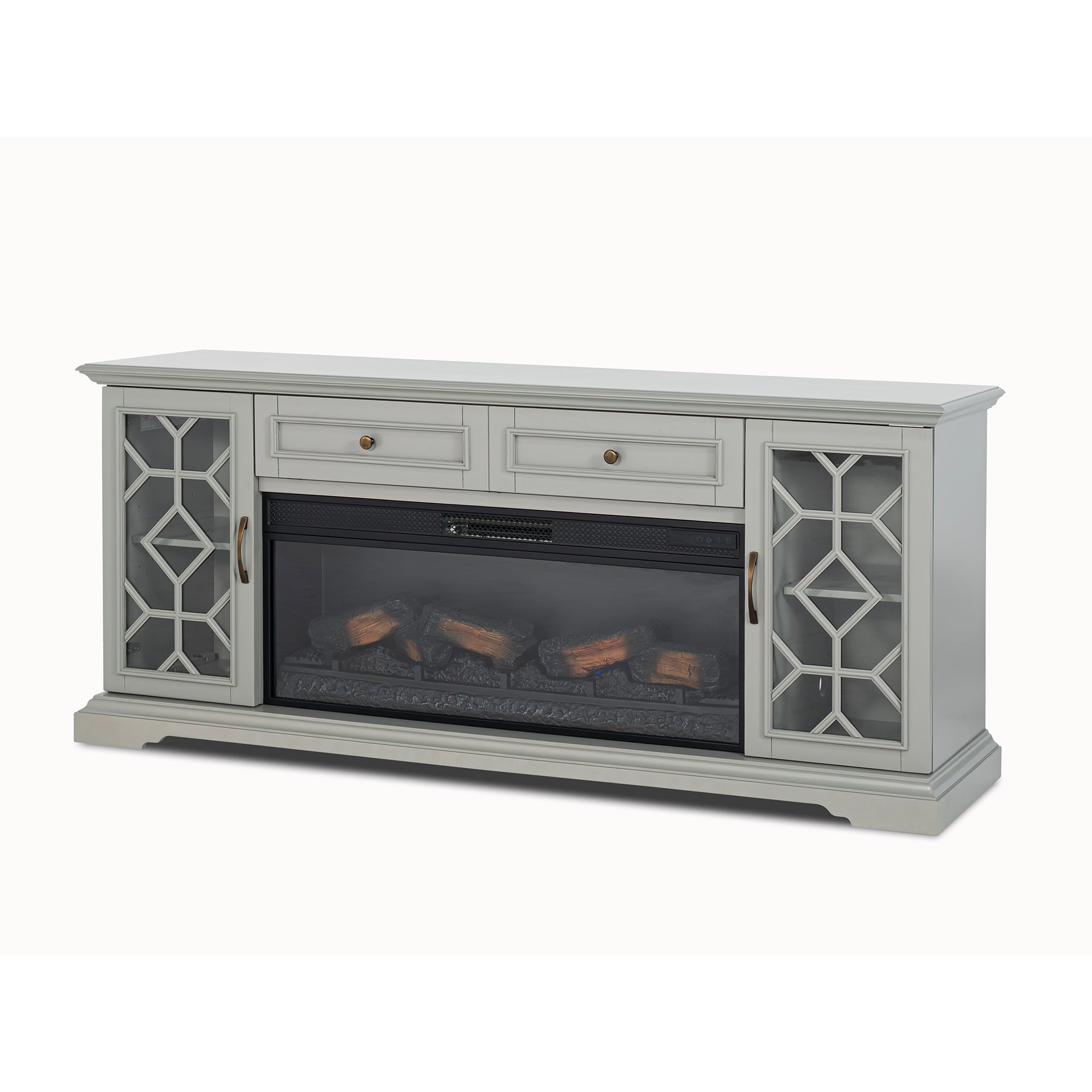 74" Farmhouse TV Stand with 23" Insert Opening Electric Fireplace