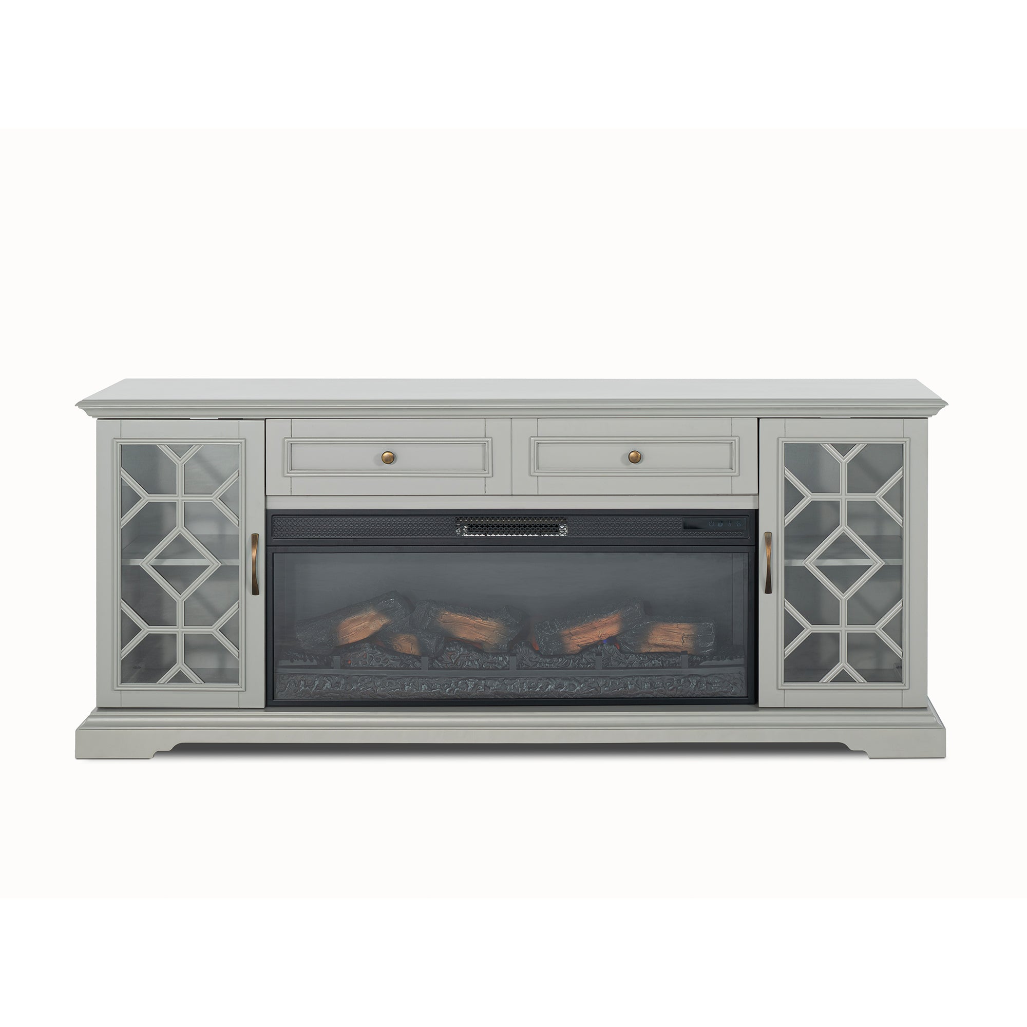 74" Farmhouse TV Stand with 23" Insert Opening Electric Fireplace