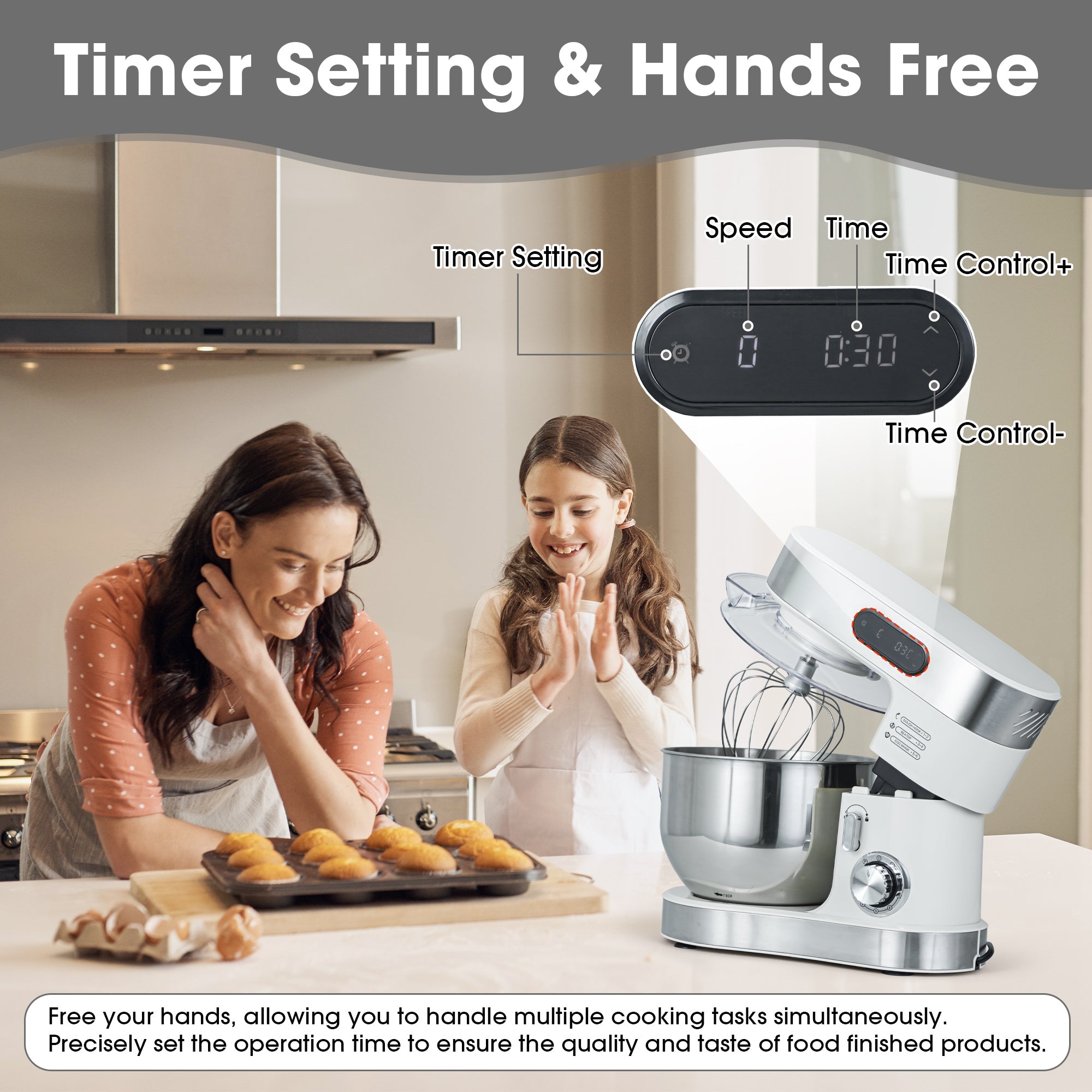 Vanub Kitchen Stand Mixer with Mixing Bowl, Dough Hook, Egg Whisk & Mixing Blade