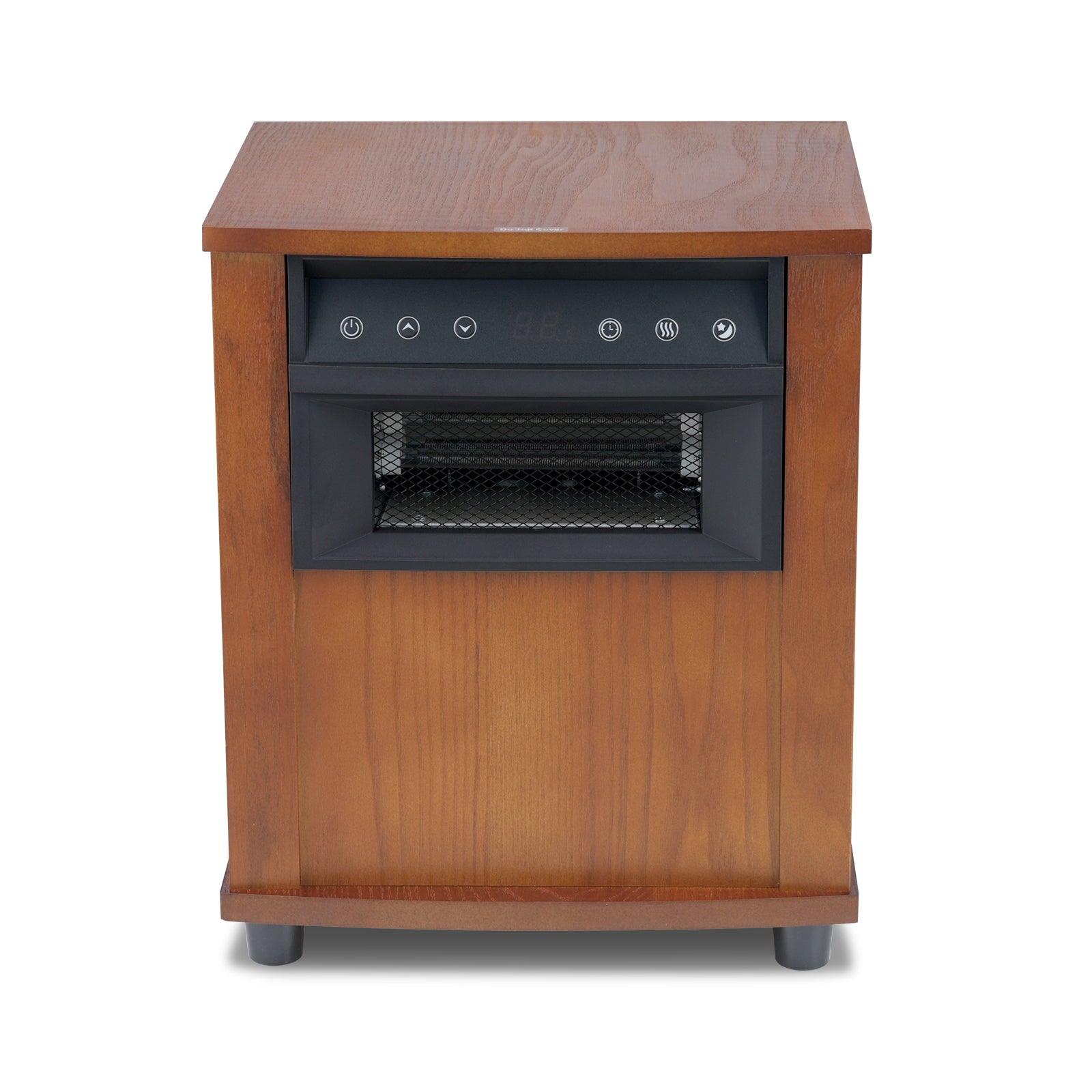 Brown Digital LED Display Electric Infrared Wooden Large Room Space Heater with Timer