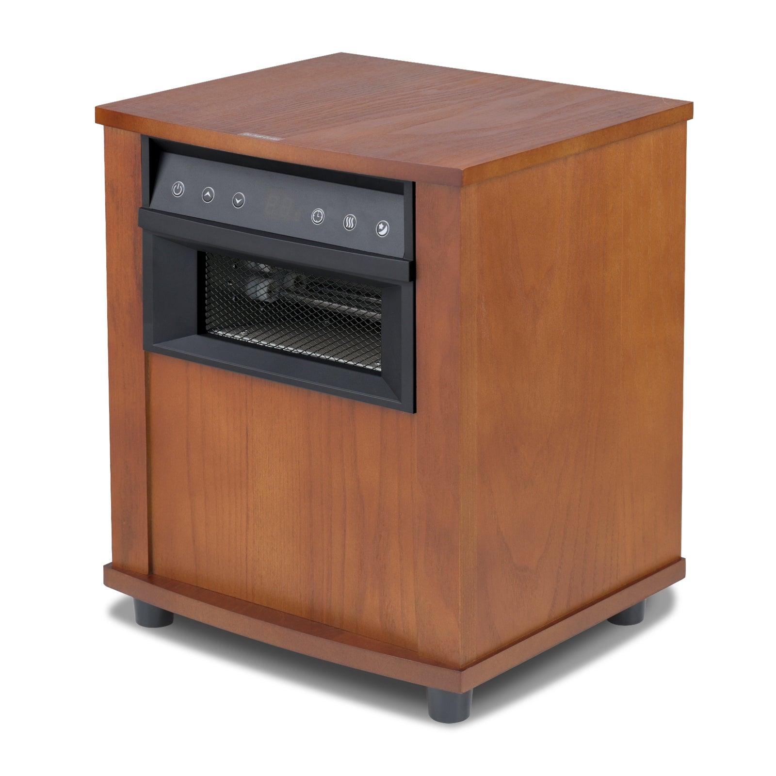 Brown Digital LED Display Electric Infrared Wooden Large Room Space Heater with Timer