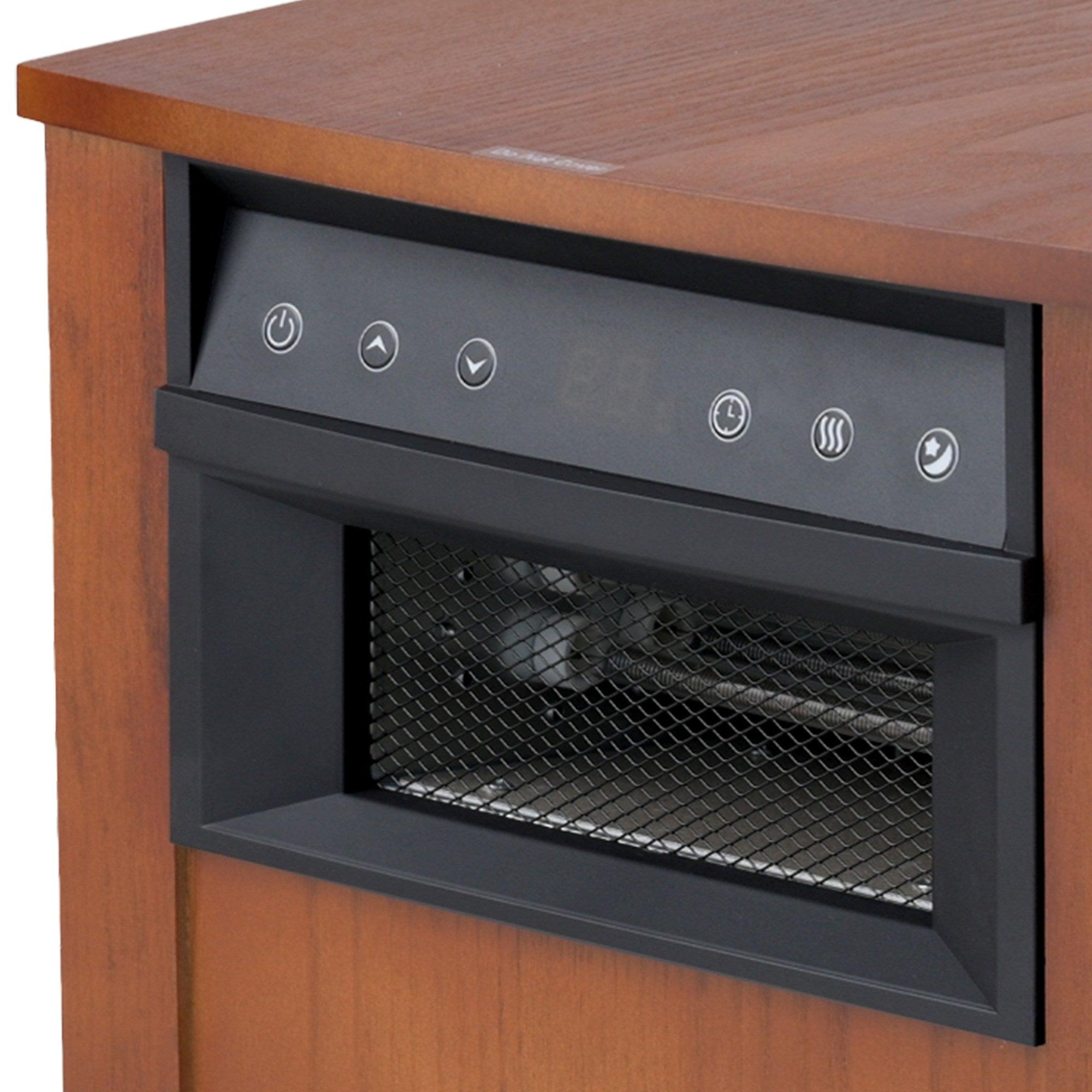 Brown Digital LED Display Electric Infrared Wooden Large Room Space Heater with Timer