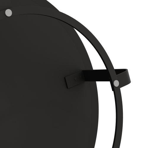 31.5in Modern Round Carved Wood Coffee Table, Metal Legs, Gold Finish