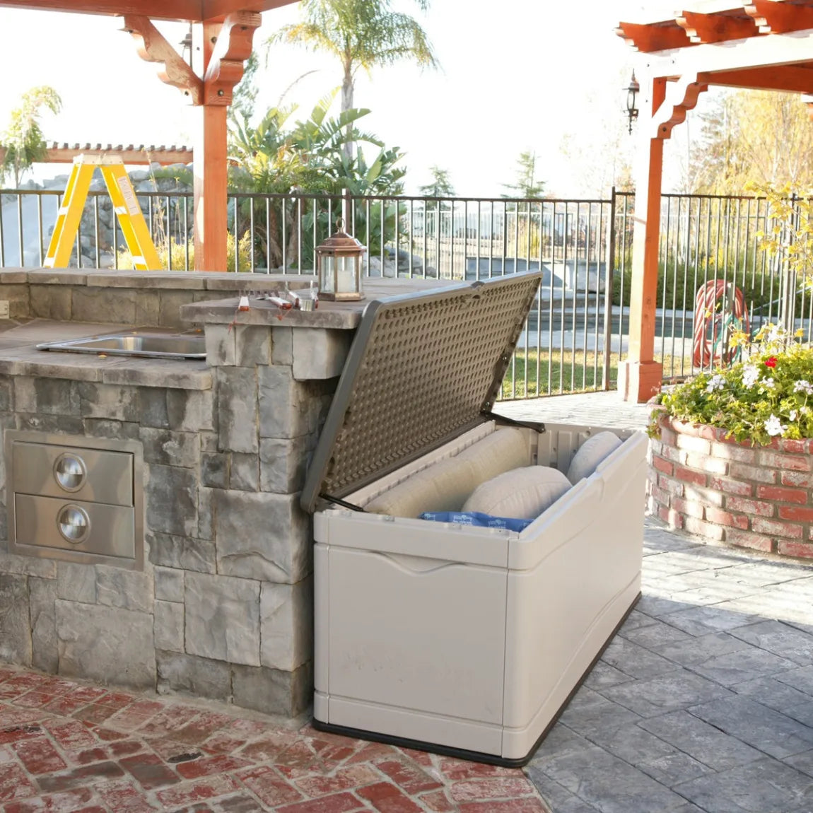 Lifetime 60'' W 130 Gallons Water Resistant Polyethylene Plastic Lockable Deck Box