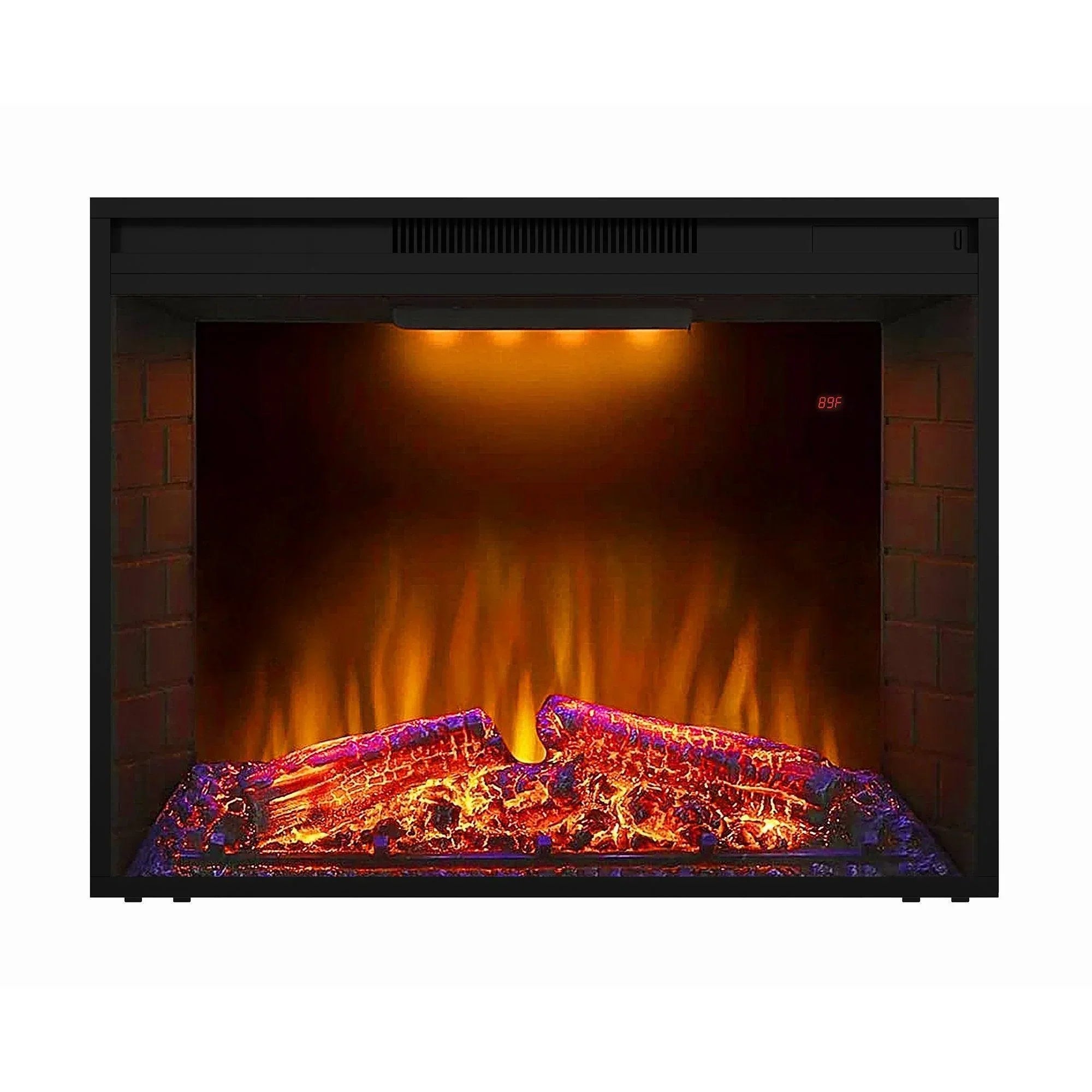 Black Electric Fireplace Heater Insert with Overheating Protection and Remote Control - Vanub