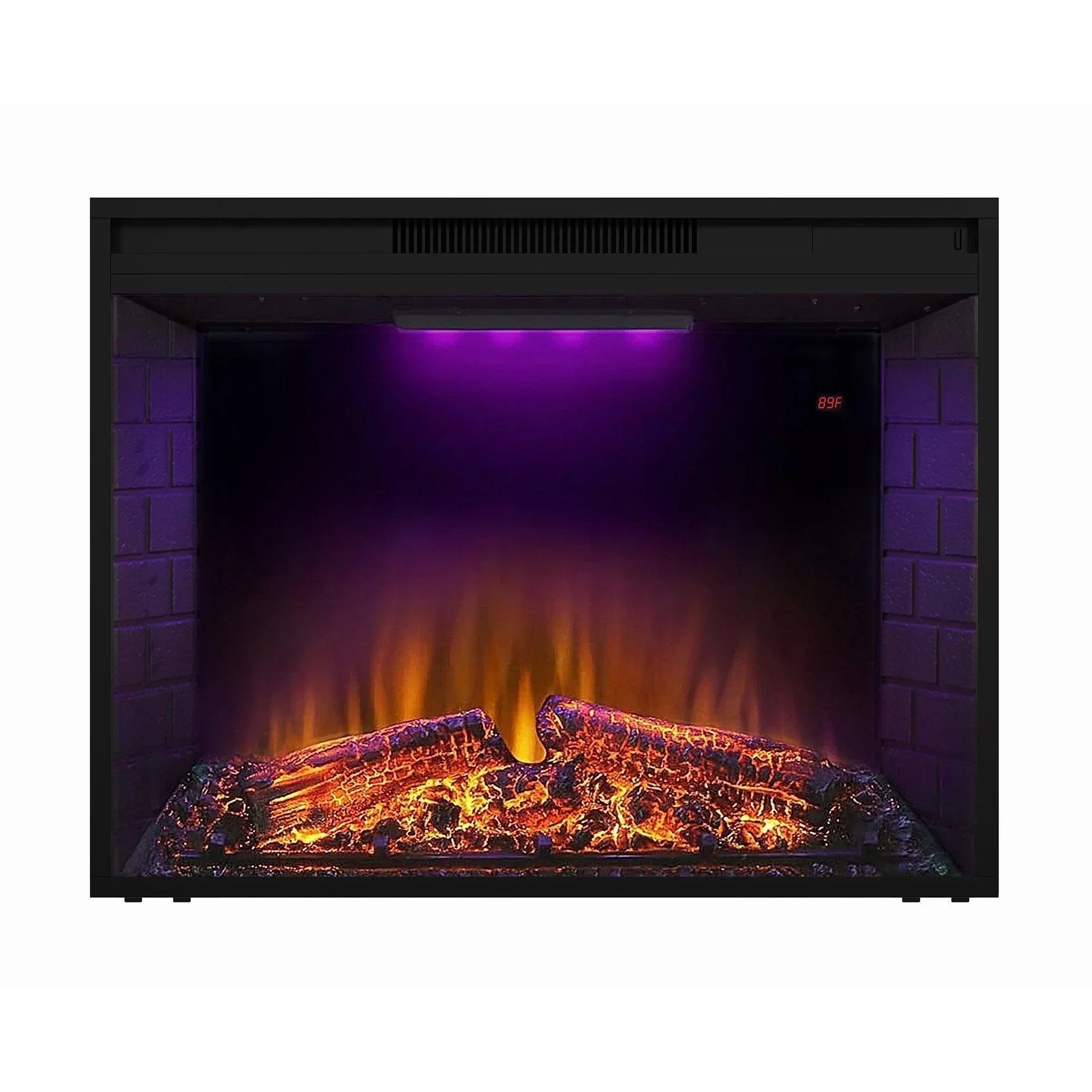 Black Electric Fireplace Heater Insert with Overheating Protection and Remote Control - Vanub