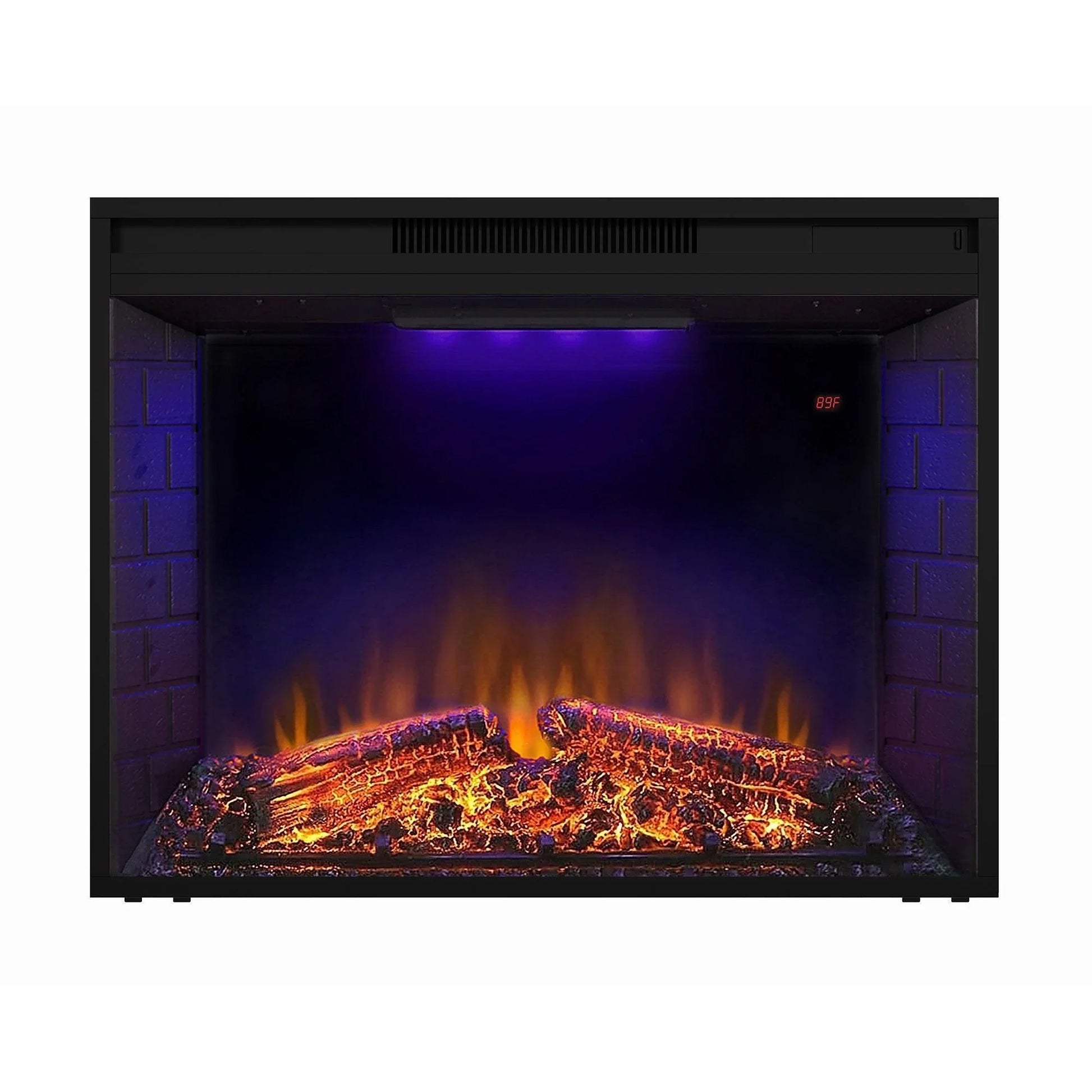 Black Electric Fireplace Heater Insert with Overheating Protection and Remote Control - Vanub
