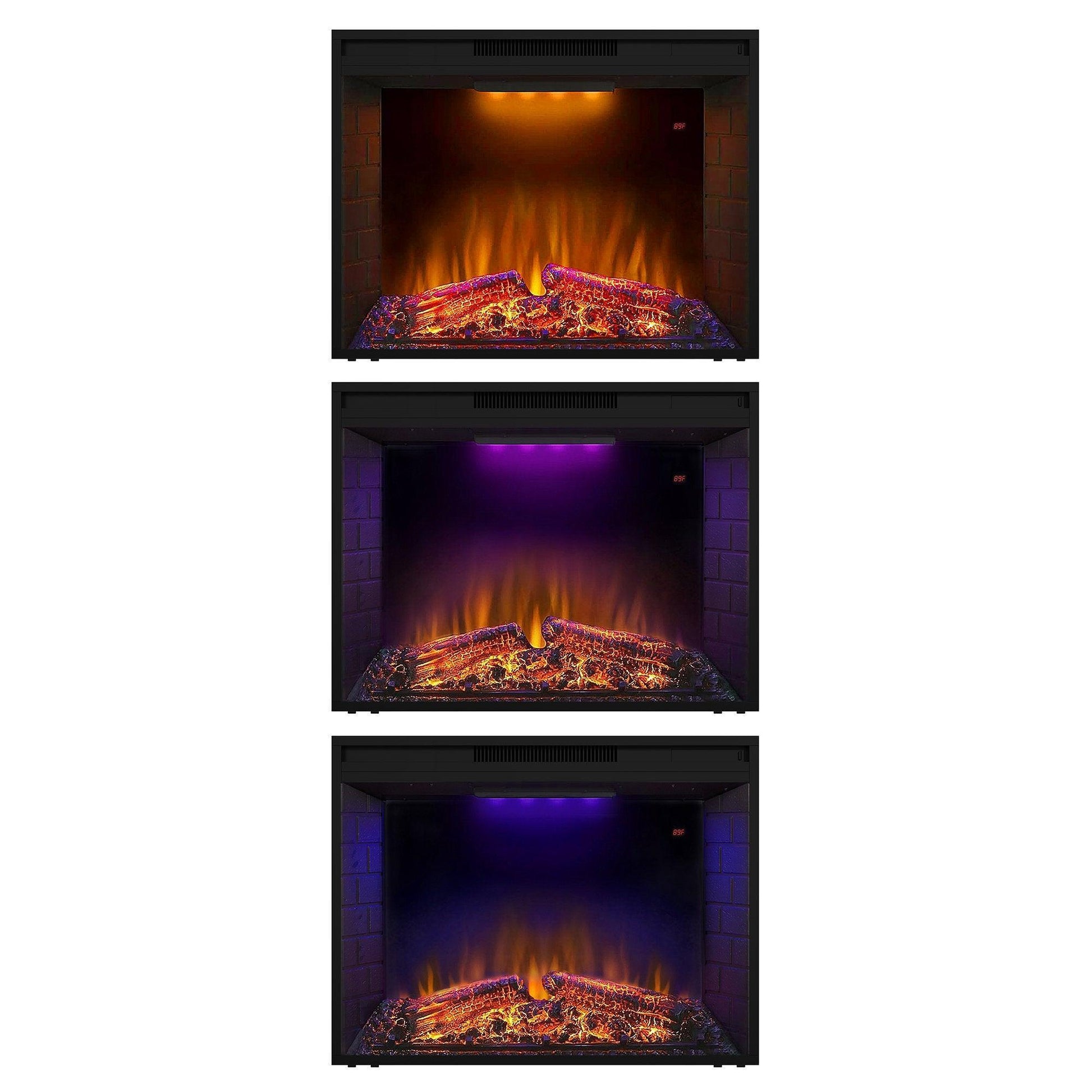 Black Electric Fireplace Heater Insert with Overheating Protection and Remote Control - ParrotUncle