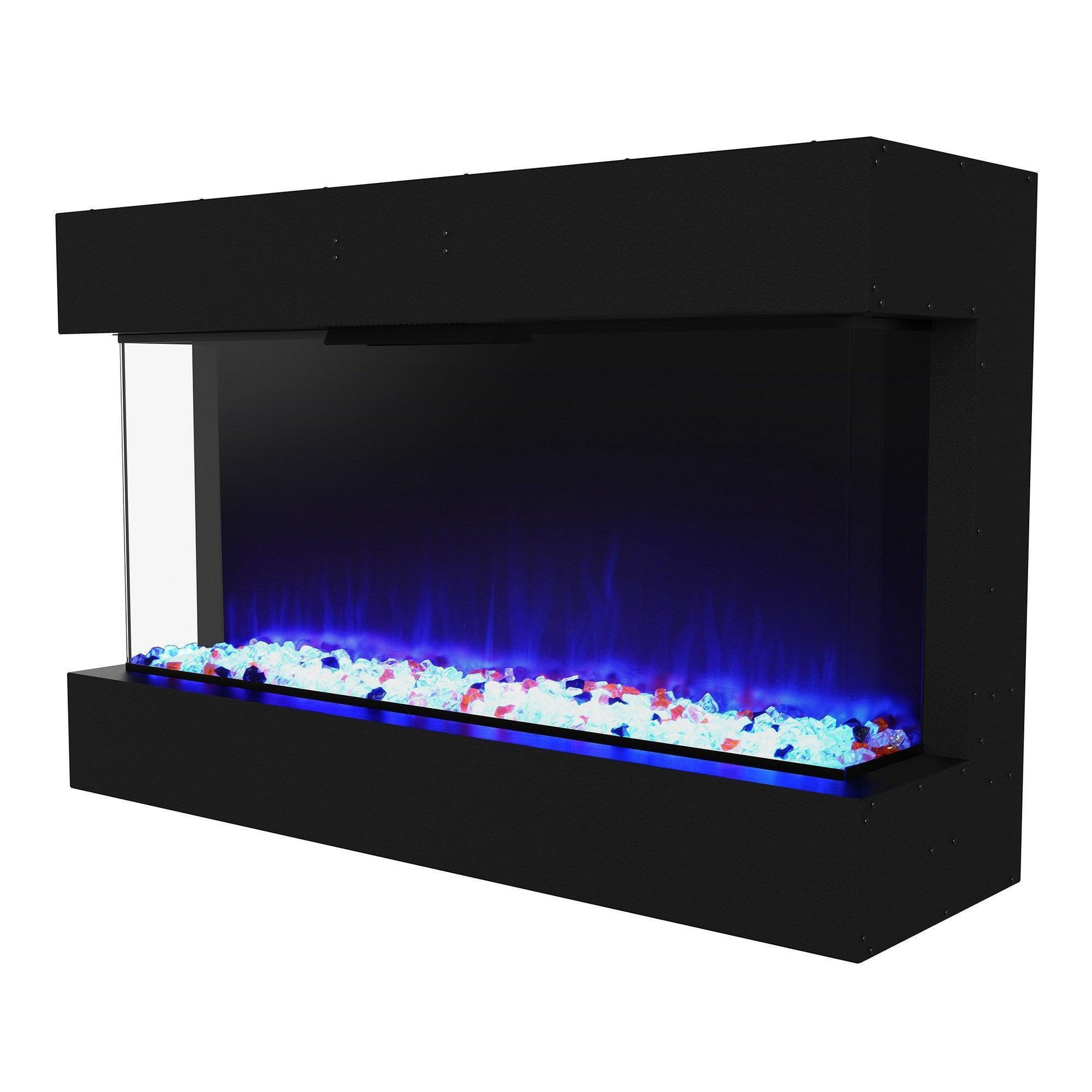 Black Recessed or Wall-Mount Electric 3-Color Flame with LED Light Fireplace - Vanub