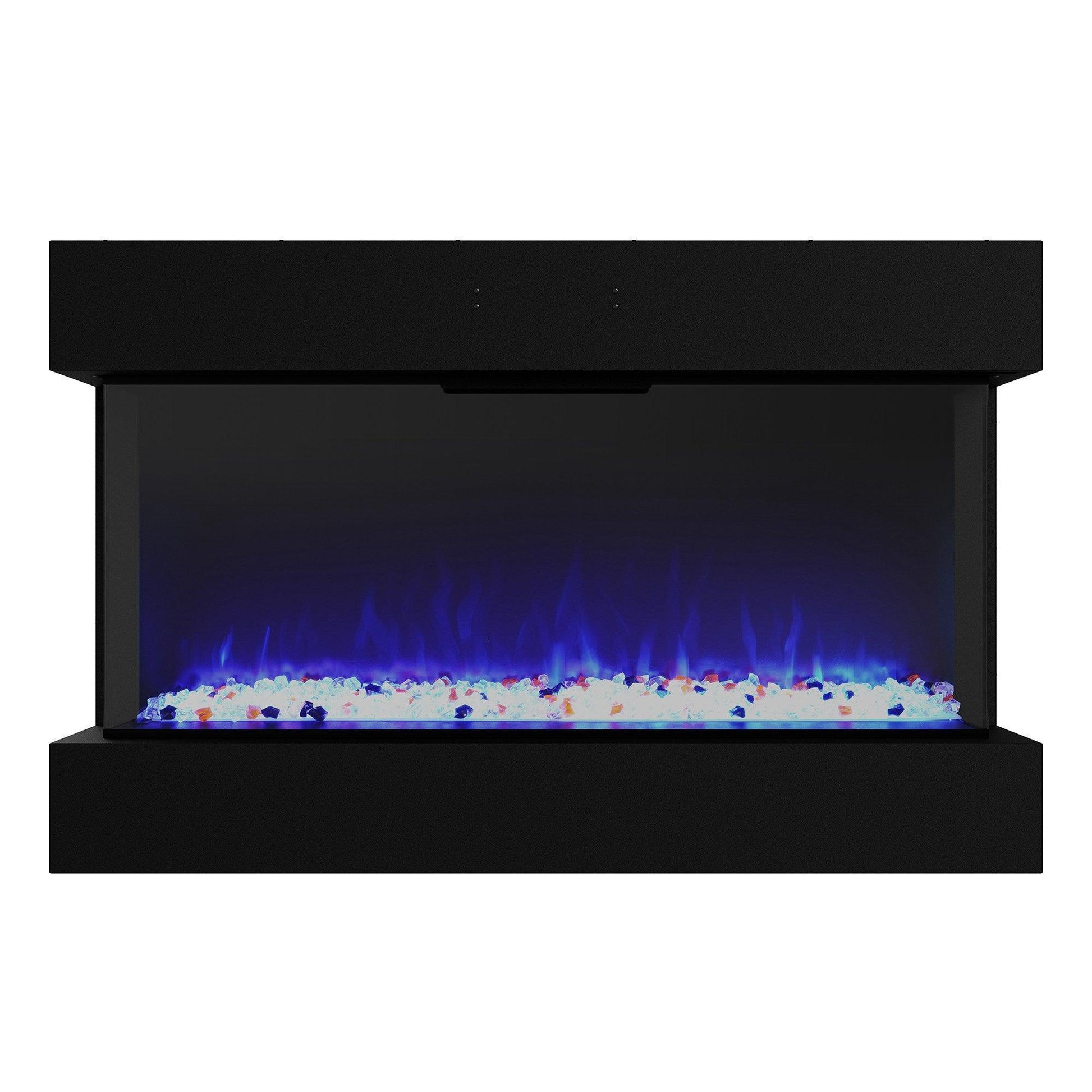Black Recessed or Wall-Mount Electric 3-Color Flame with LED Light Fireplace - Vanub