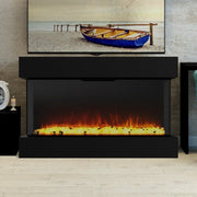 Black Recessed or Wall-Mount Electric 3-Color Flame with LED Light Fireplace - ParrotUncle